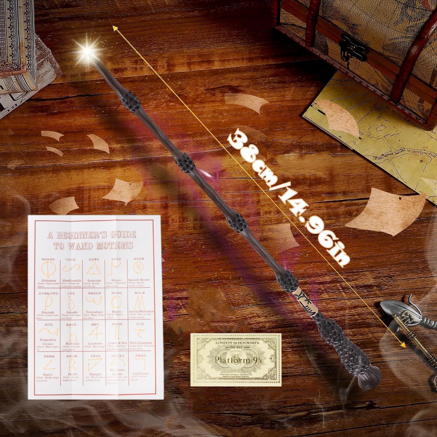 MeYuxg Magiczna różdżka Harry Potter-Dumbledore, magiczna różdżka ze światłem i dźwiękiem, wykonana z tworzywa sztucznego z projekcją patronusa, zabawka Cosplay Props, artykuł dla fanów dla dzieci od