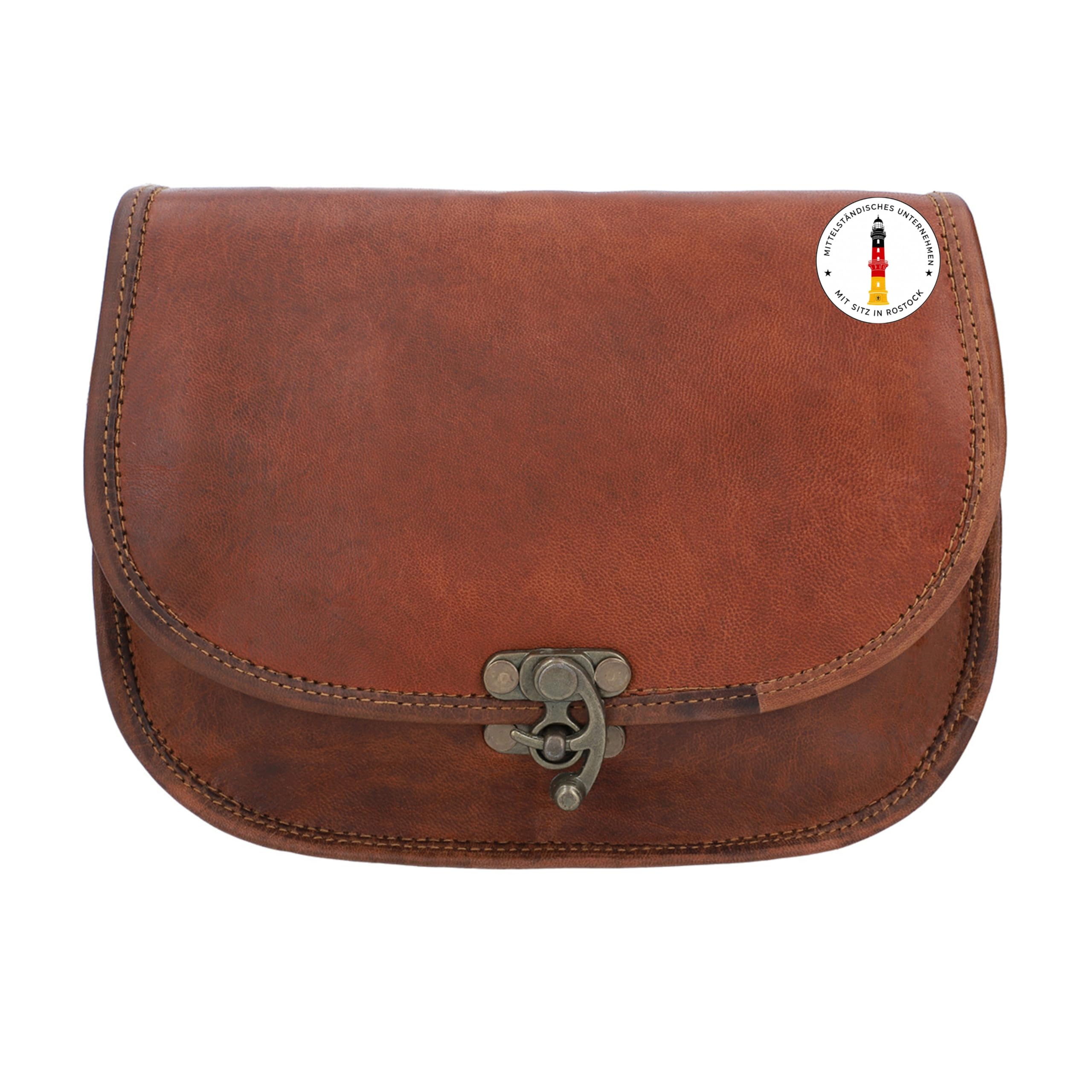 Gusti Leder Umhängetasche Edda - Handtasche Braun aus Ziegenleder Boho Vintage