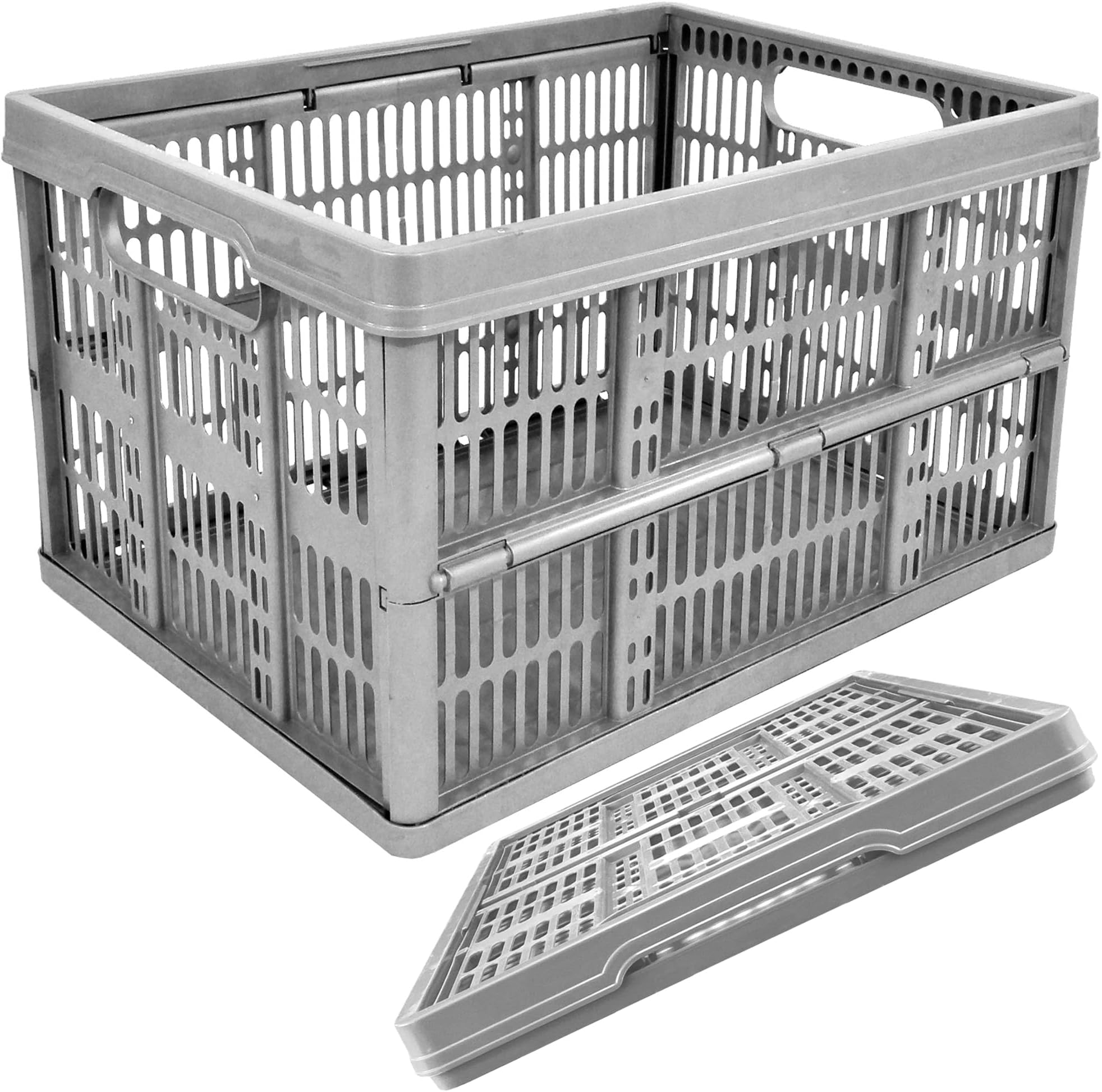 STORM TRADING GROUP 1 x 32L Folding Crate Stackable & Collapsible Foldable Plastic Storage Basket Multi Use Fruit, Veg, Books & Storage