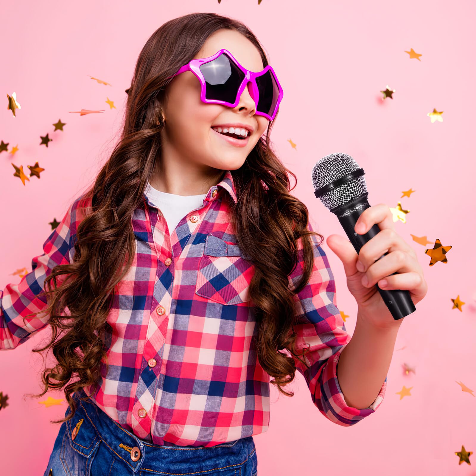 Micrófonos Interactivos para 4 Piezas Modelo de Micrófono de Plástico Negro Mini para Juegos Fiestas Infantiles y Actuaciones de Karaoke en Casa