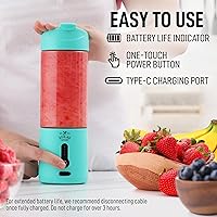 Vista 3 de Zulay Kitchen Licuadoras personales de 18 onzas que trituran el hielo, licuadora de viaje inalámbrica recargable por USB-C, licuadora portátil