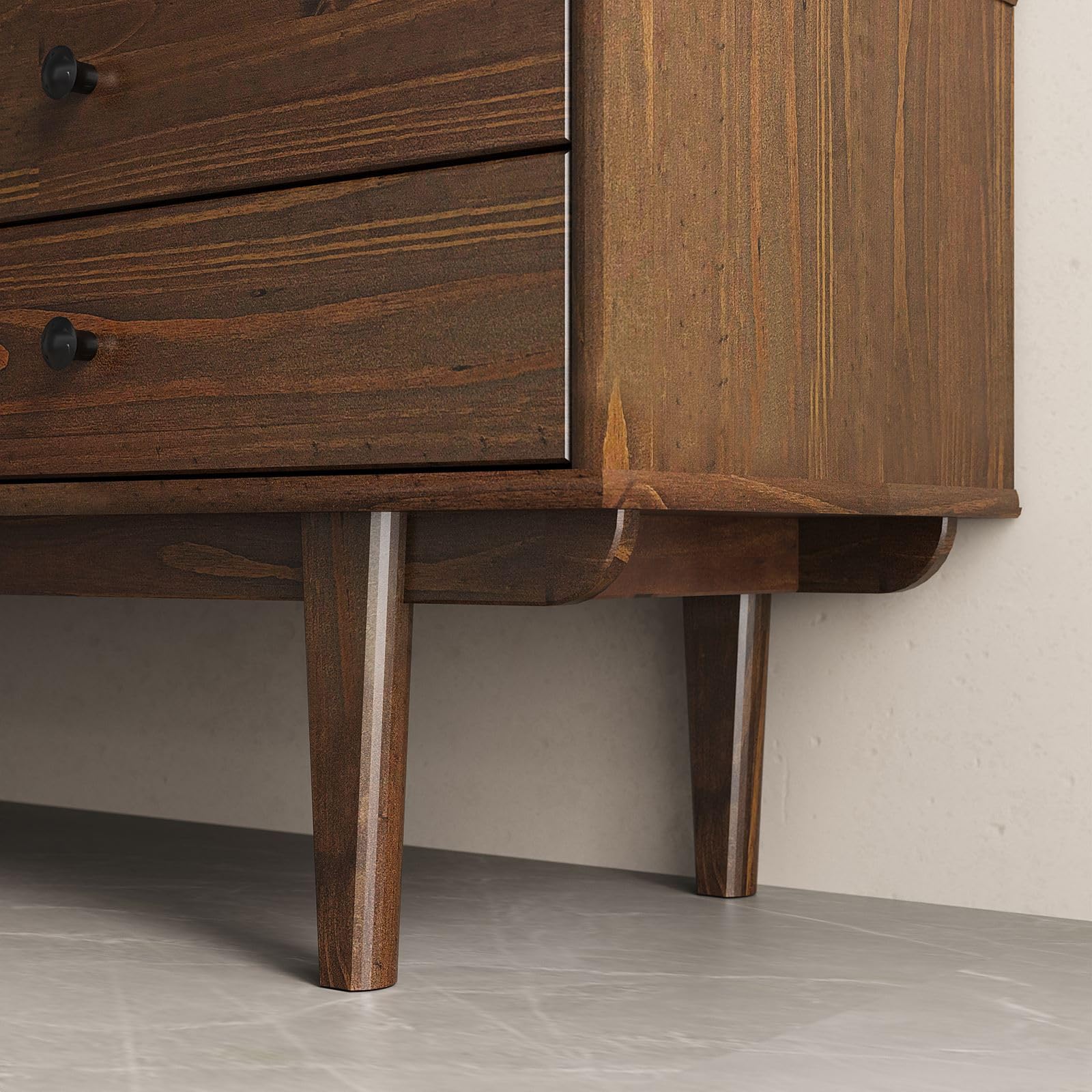 IDIMEX Lowboard Simona, 175 cm aus Massivholz, Nussbaum Finish - TV Lowboard mit 2 Schiebetüren und 2 Schubladen, Wohnzimmermöbel aus Kiefer, Flurmöbel mit viel Stauraum, Wohnzimmer Sideboard