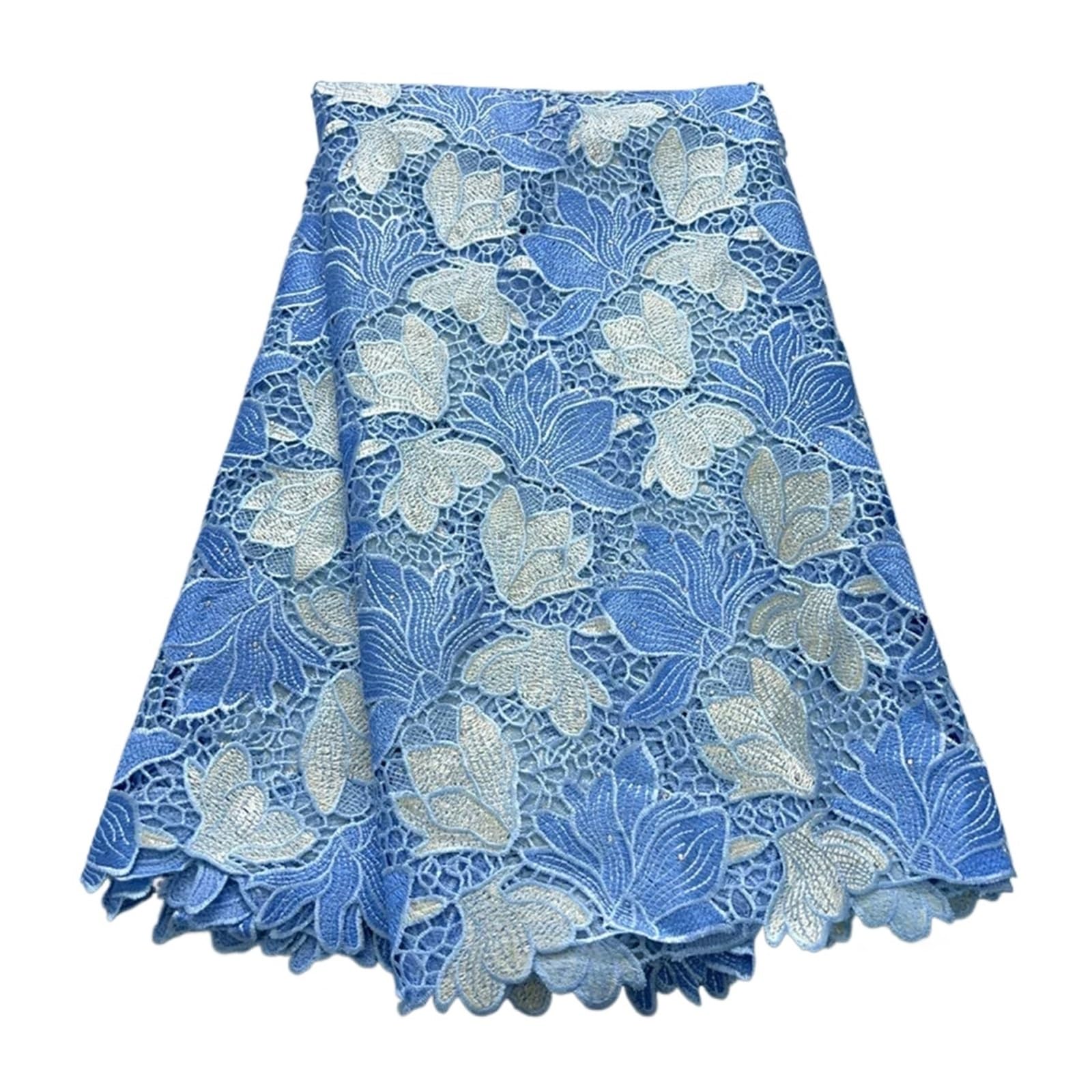 HKVTVCYPYA 5 Yards Cord Guipure Lace Fabric Water Soluble African Nigerian for Women Party Dress(1Cord Fabric)