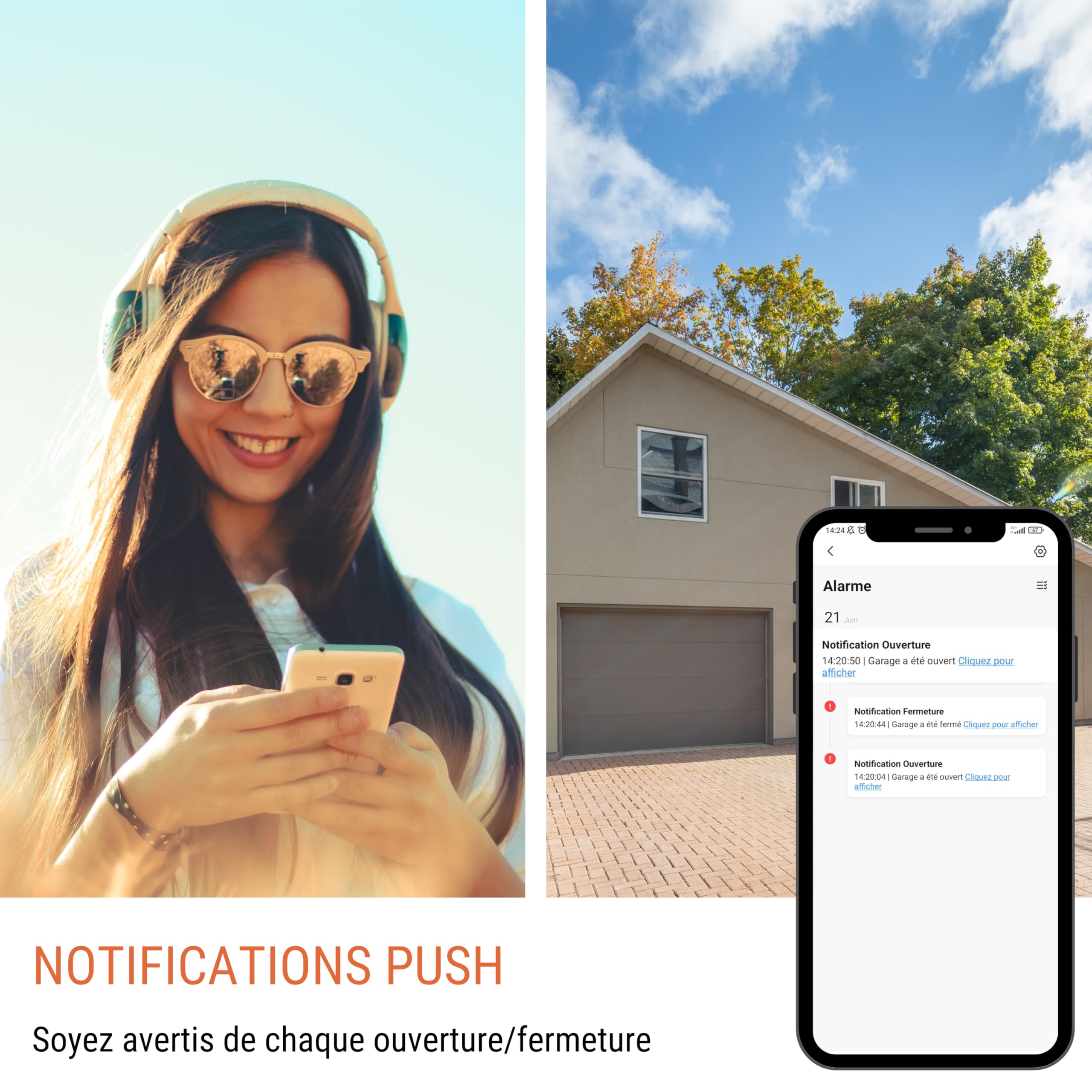 Konyks Senso Charge 2, Lot de 2 Détecteurs d'ouverture Wi-FI avec Batterie Rechargeable, autonomie jusqu'a 1 an, Notifications sur Smartphone, automatisations faciles, Compatible Alexa & Google Home