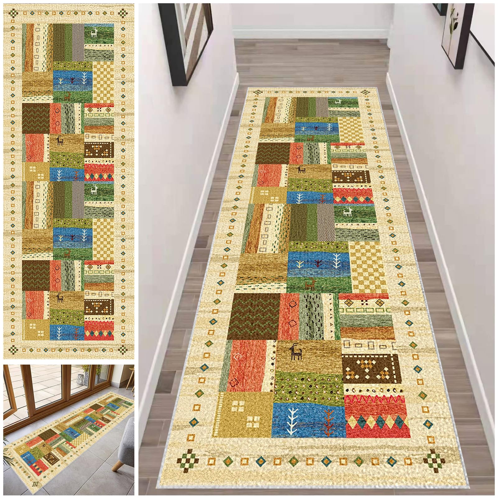 Nadający się do prania, dywan na korytarz, 40 x 350 cm, z krótkim włosiem, chodnik kuchenny, dywan na korytarz, antypoślizgowy bieżnik do korytarza, kuchni, wejścia, jadalni, sypialni