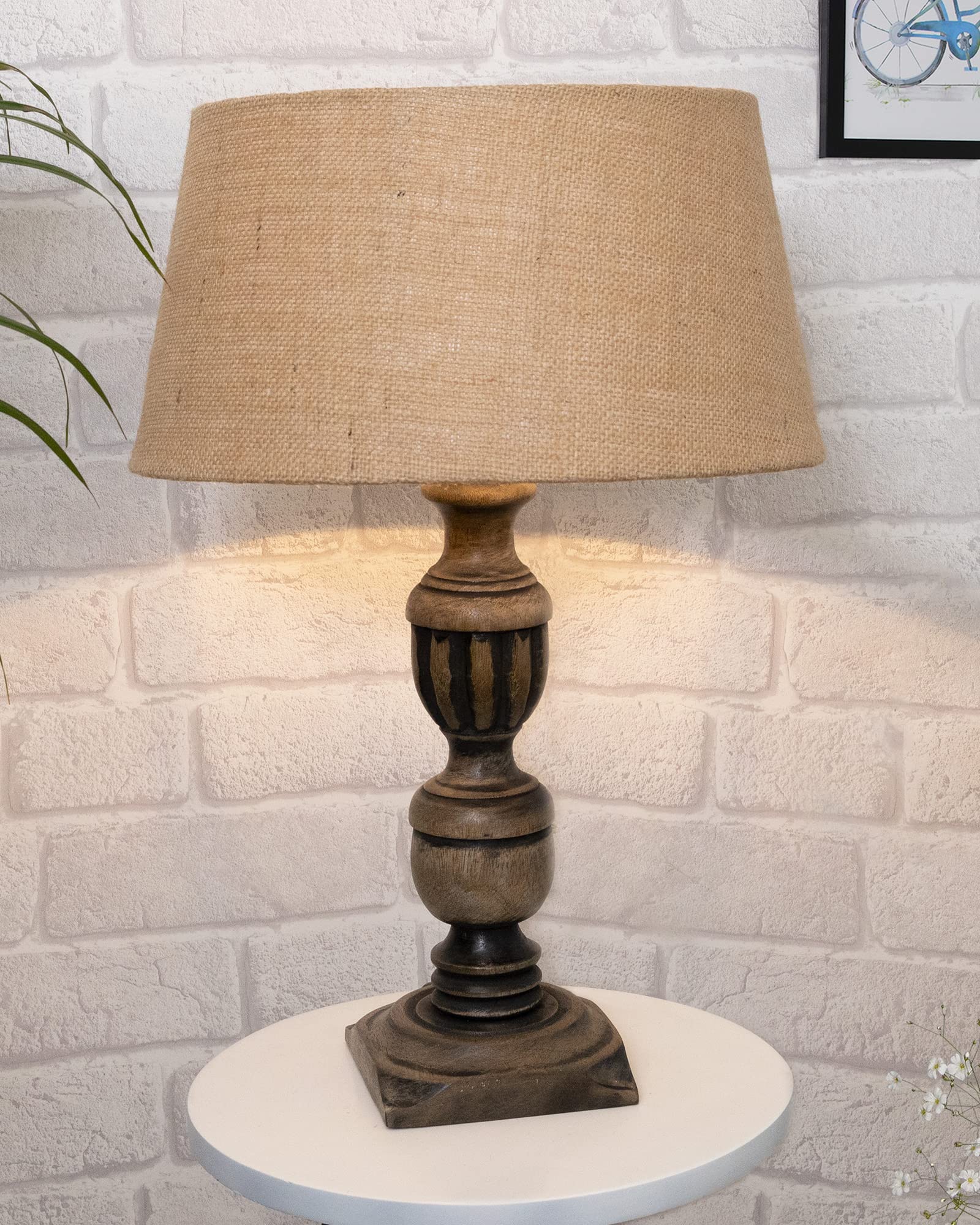 Homesake Signature Rustic Table Lamp With Jute Drum Shade, Farmhouse Living Room Bedroom House Bedside Nightstand Home Office Reading Light, (Black French Trophy, Incandescent) (B09YH38LK4) Amazon Price History, Amazon Price Tracker