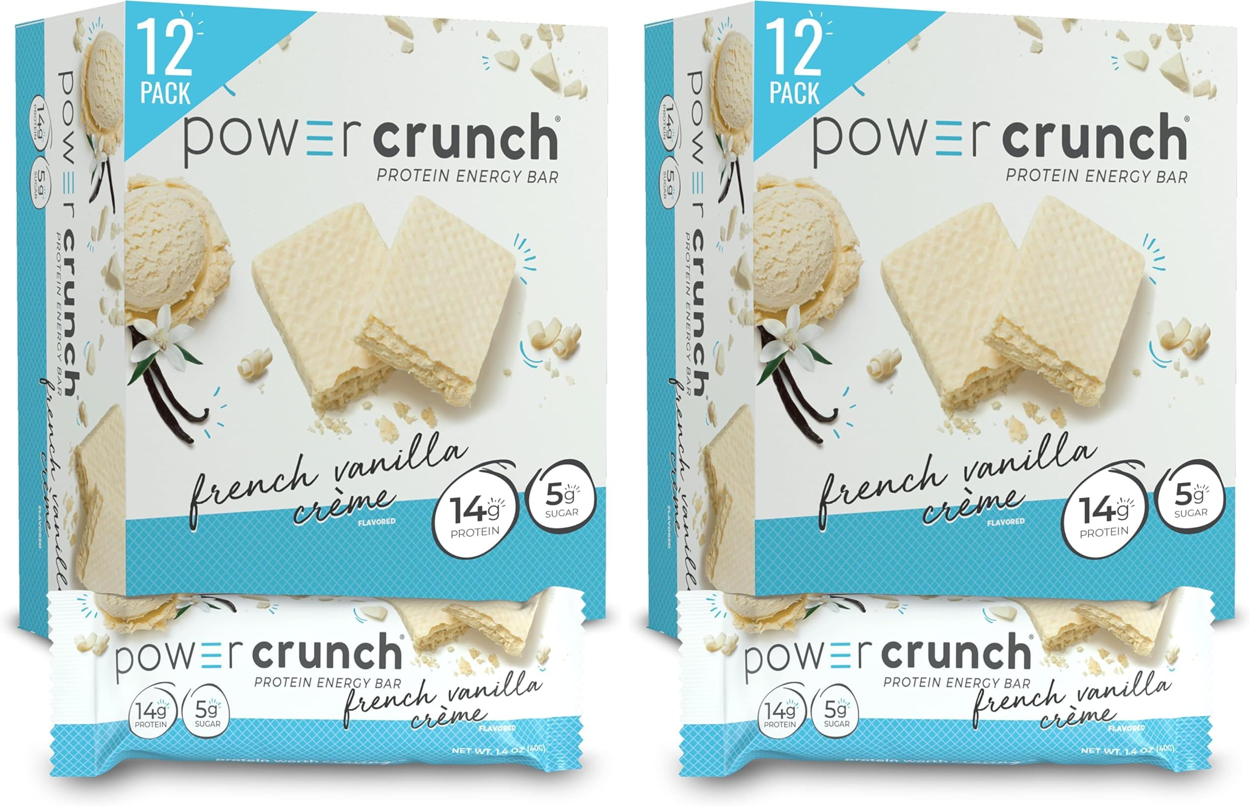 Protein Wafer Bars, High Protein Snacks with Delicious Taste, French Vanilla Creme, 1.4 Ounce (12 Count) (Pack of 2)