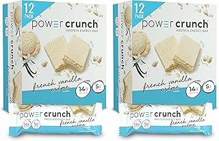 Power Crunch Protein Wafer Bars, High Protein Snacks with Delicious Taste, French Vanilla Creme, 1.4 Ounce (12 Count) (Pack of 2)