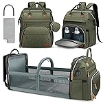 DERJUNSTAR Baby Diaper Bag Backpack with ChangingStation-Large Capacity Baby Bag for Boys & Girls, USBCharging Port, Pacifier Case, sunshade & Toy Bar,Waterproof Forest