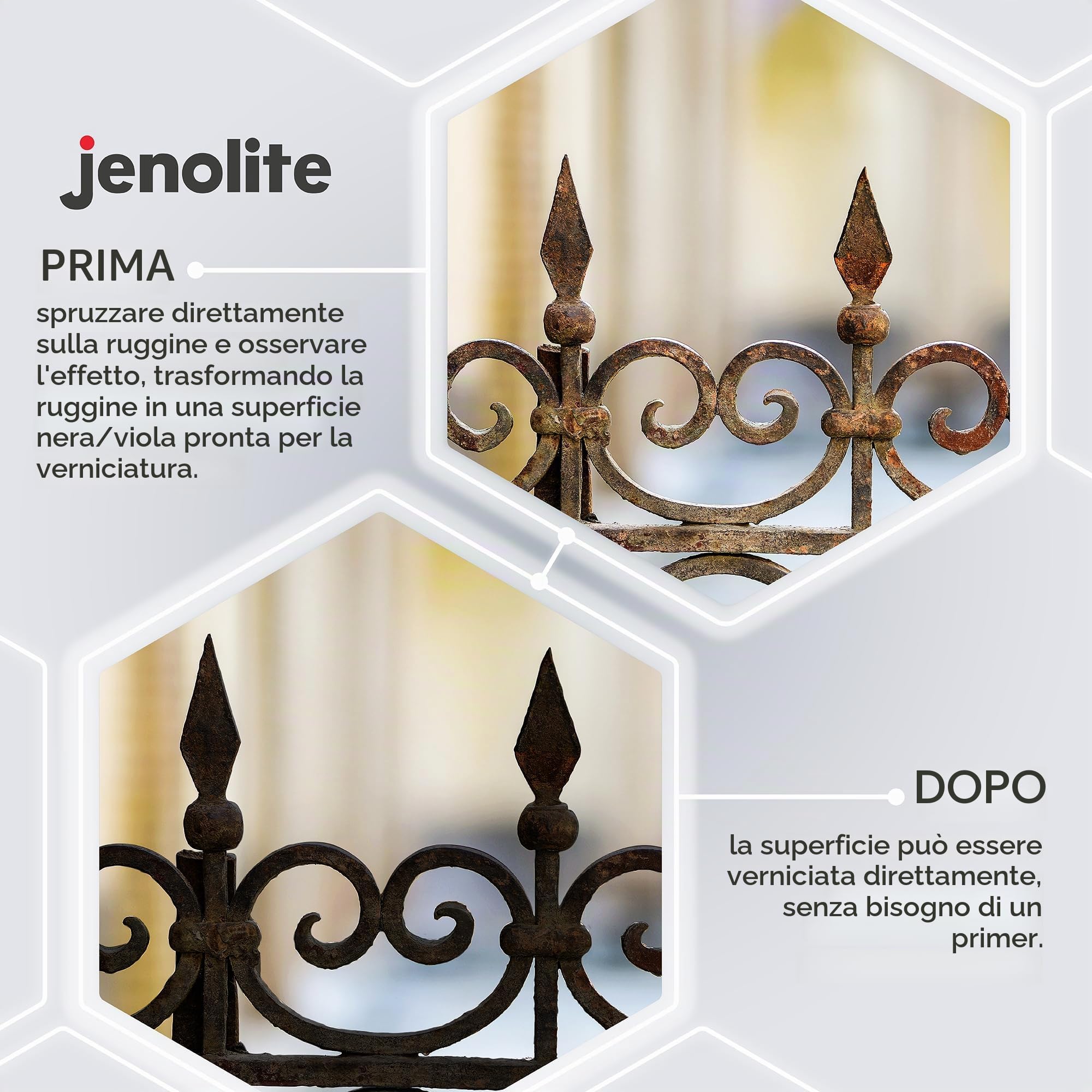 JENOLITE Convertiruggine - Convertitore di ruggine grilletto spray - 500g