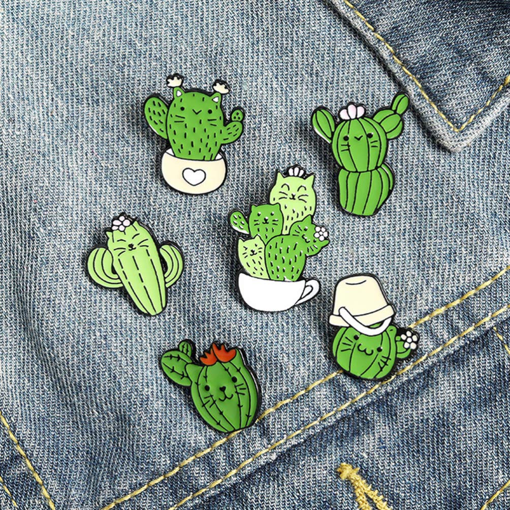 Jewelry Cat Cactus Brosche Set 6pcs gemischte Stil einfache Broschen für Partyfestival Casual Wear Jewelry
