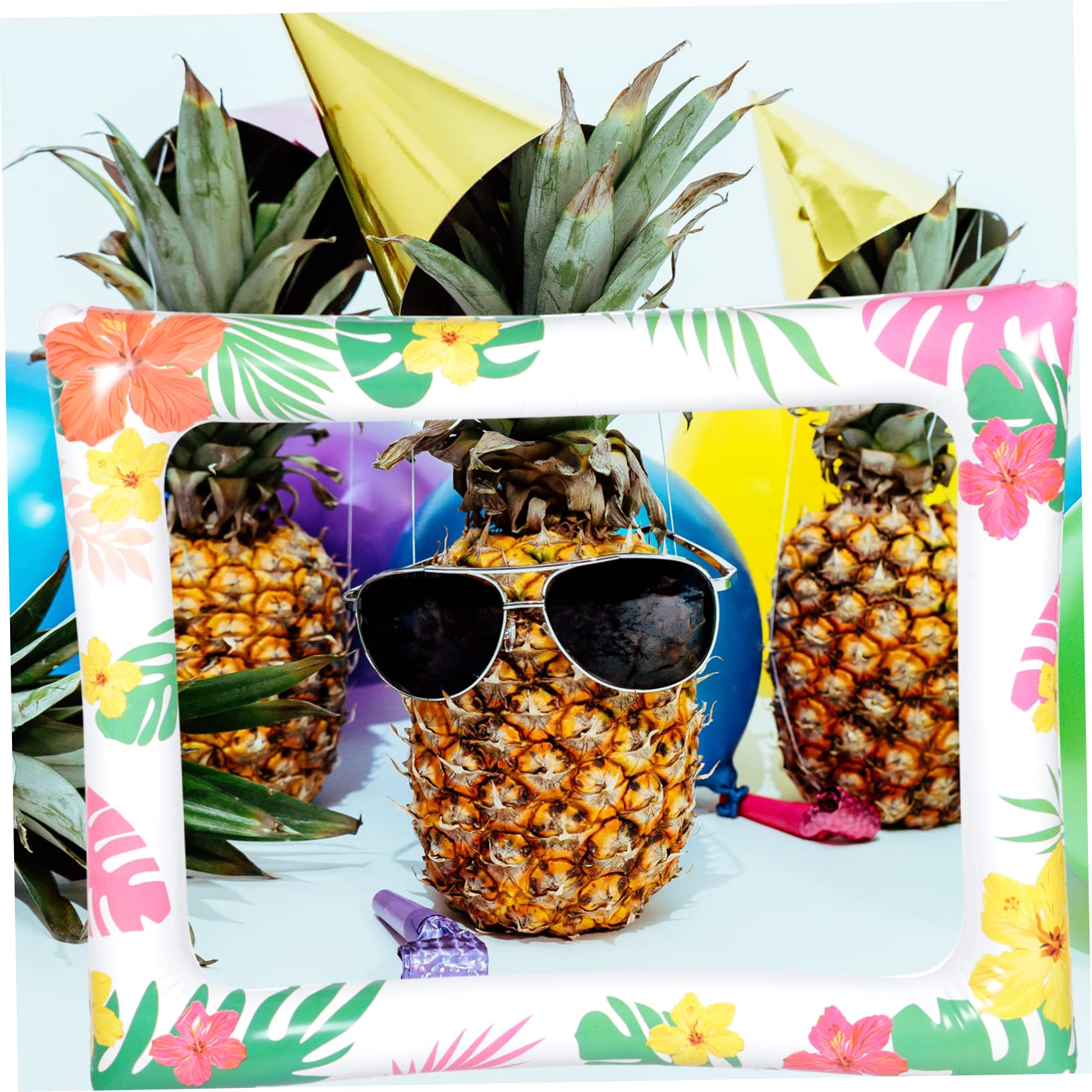 3 Stück Festival-Bild-Selfie-Rahmen thematisiert Strandfoto Die Requisiten für Party-Fotoautomaten bilderrahmen Hawaiischer Fotorahmen Party-Foto-Requisite PVC Bunt