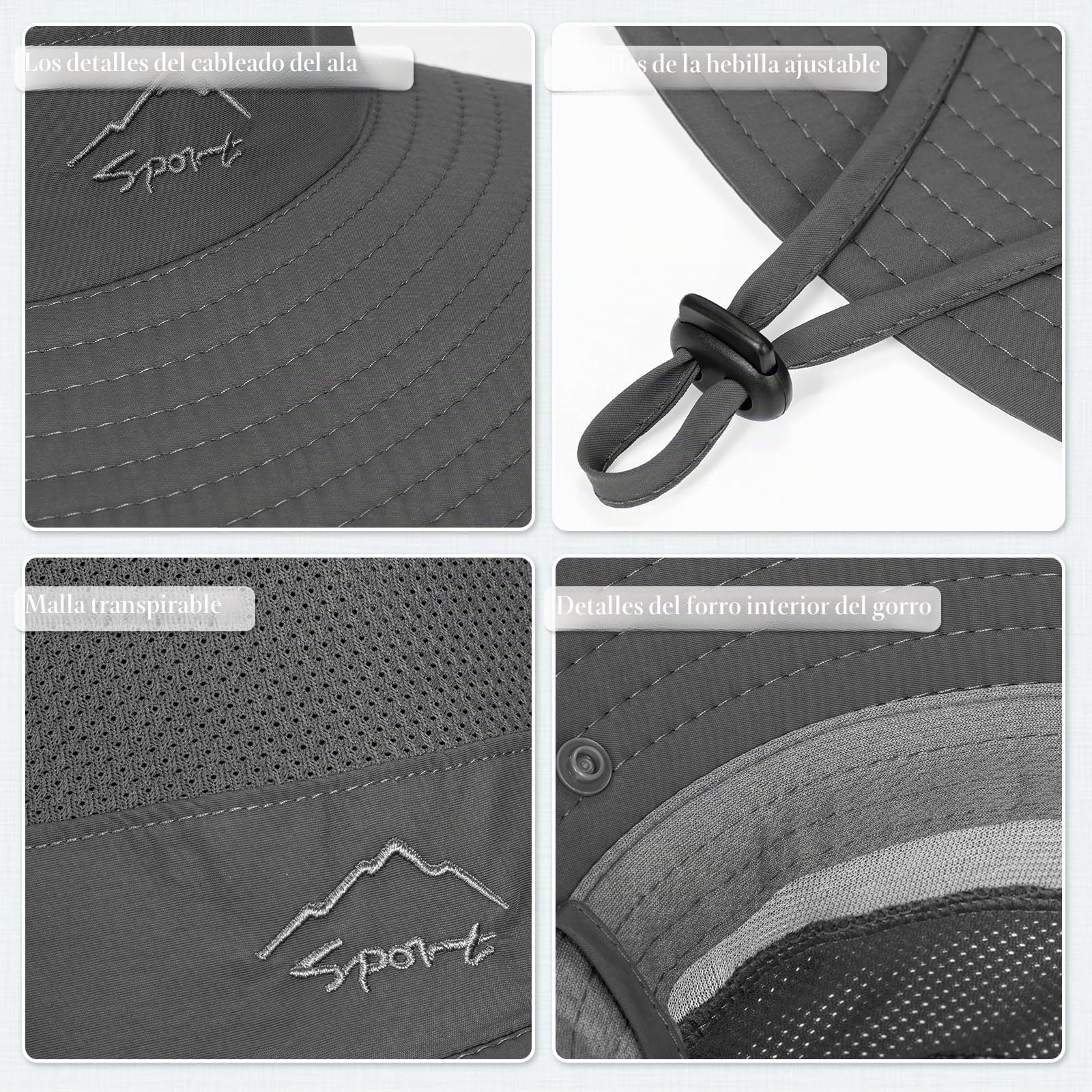 TAGVO Sombreros de Pesca UPF 50+ Protección Solar Desmontable Plegable para Hombre Mujer