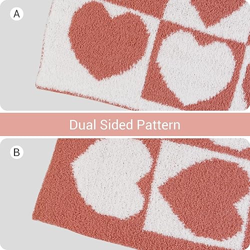 Miniatura 3 de Viviland Manta  Manta mullida de cuadrícula de ajedrez, tejida suave y acogedora manta de microfibra cálida para sofá, cama, viajes a casa (amor