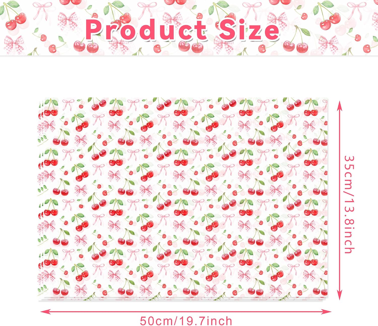 100 Sheets Cherry Tissue Paper Fruit Theme Gifts Wrap Decorative Tissue Paper for Birthday Wedding Baby Shower DIY Crafts Party Gift Wrapping Supplies, 13.8 x 19.7 inches