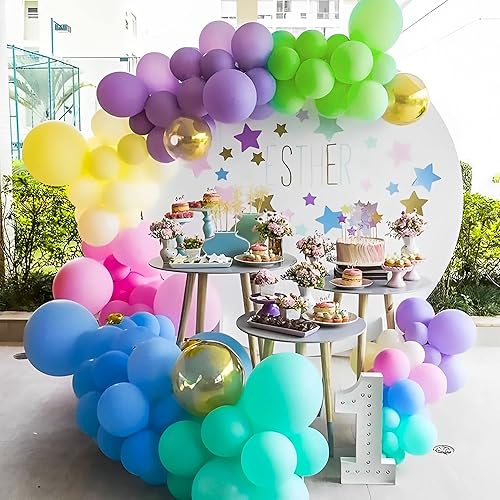 Miniatura 7 de JOYYPOP Globos de colores surtidos, 100 globos de látex coloridos para fiestas, globos de látex arcoíris nacarado de 12 pulgadas, para cumpleaños,