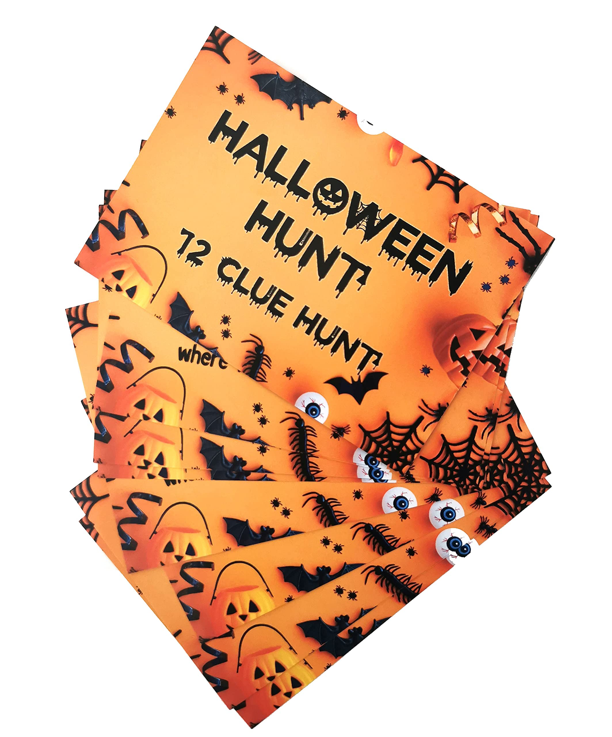 Halloween Party Games Ideas Scavenger Hunt Clues Cards Kids Trick or Treat Bags