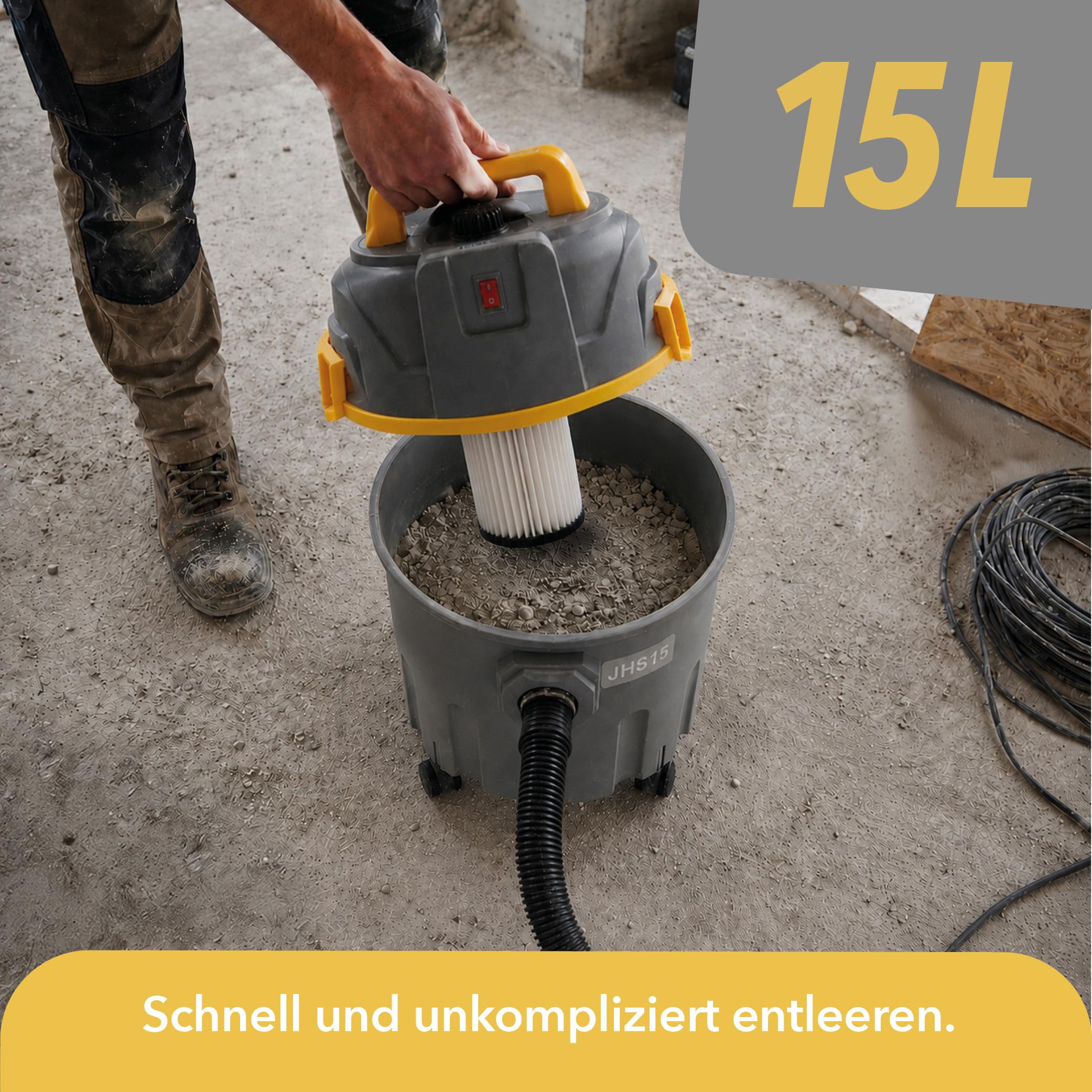 G.I.V. JHS15 Nass- und Trockensauger 15L 1000W 16kPa HEPA Filter beutelloser Staubsauger