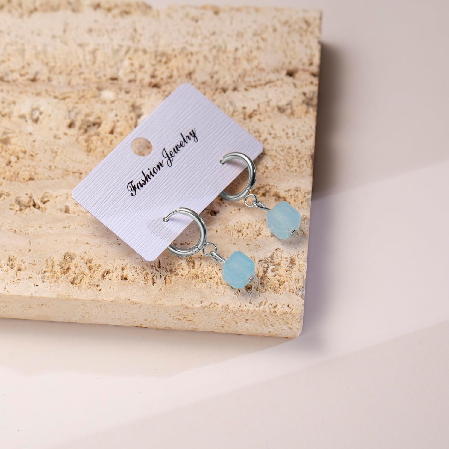 Natural Stone Earrings for Women Moonstone Lapis Lazuli Carnelian Rose quartz Dalmatian jasper Tigers eye Drop Dangle Sliver Earrings Handmade Gemstone Jewelry Gifts for Mom Girlfriend - Image 5