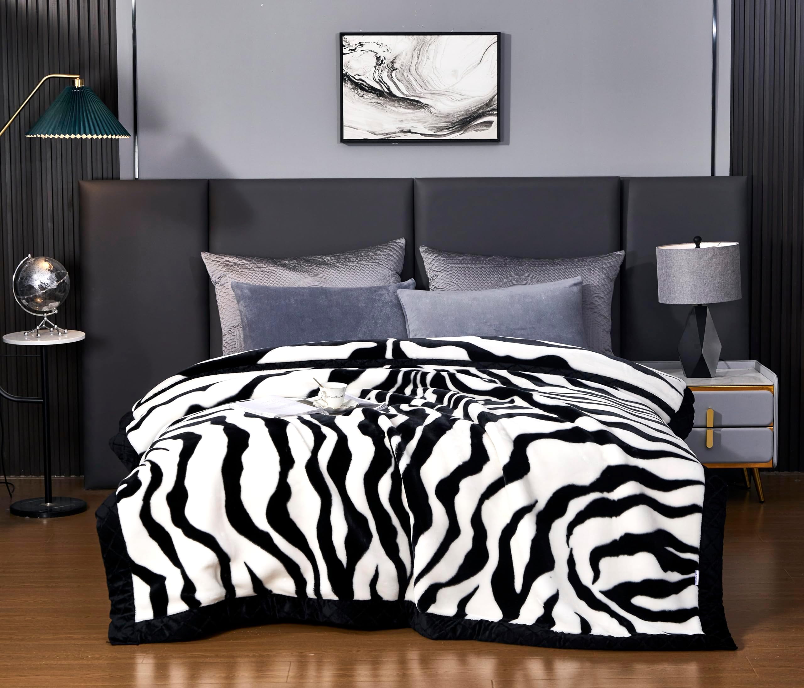 LGYKUMEG 9 lb Fleece Blanket - Queen Size, Heavy Korean Reversible Flannel Mink, Super Soft and Warm, 2 Ply Raschel Printed, 200x230cm, 4kg