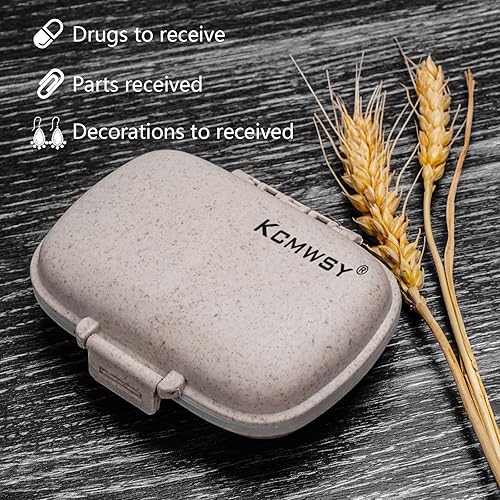 Miniatura 6 de Pastillero de viaje pequeño, portátil, diario, 8 compartimentos, pastillero para bolso, bolsillo para medicamentos, vitaminas, contenedor (beige