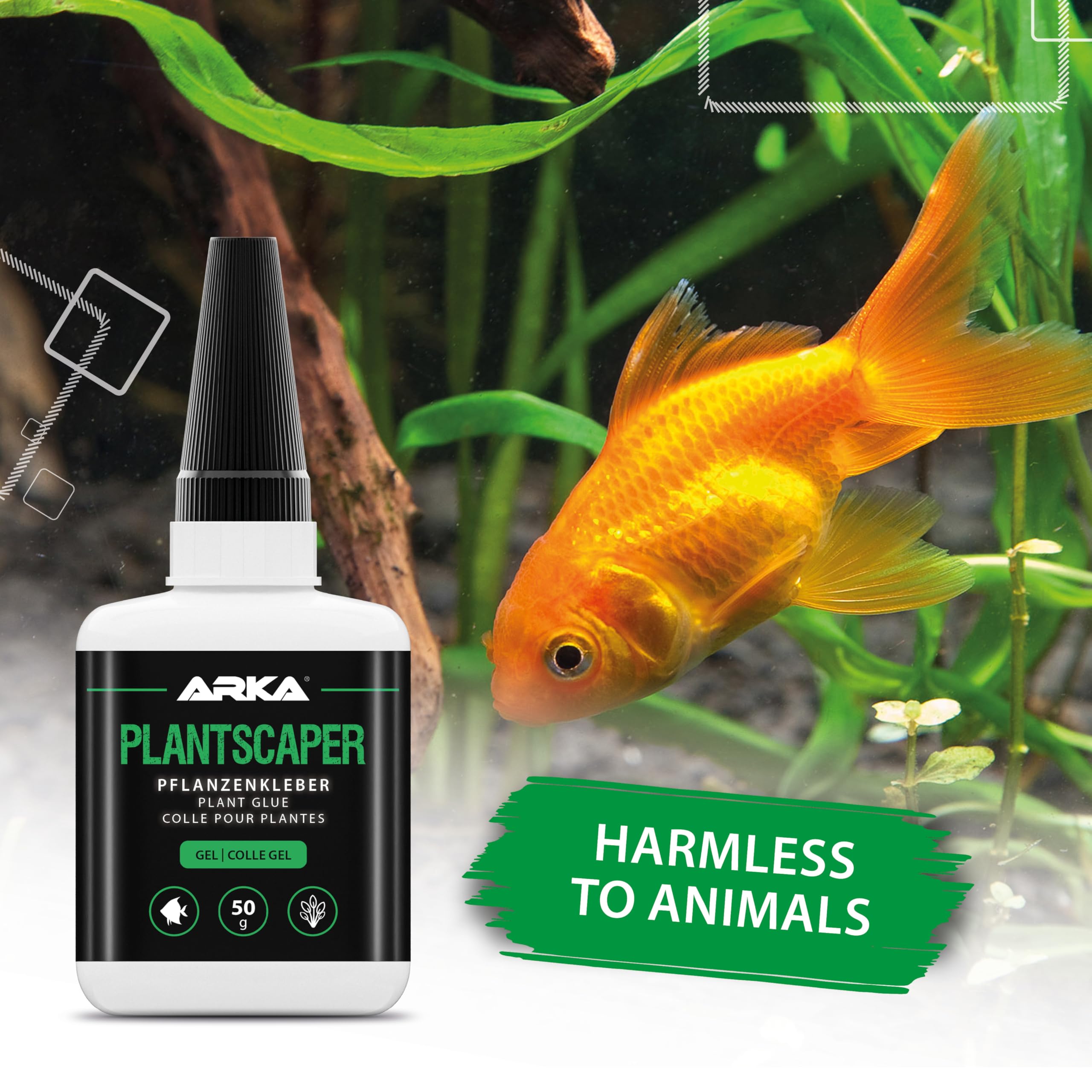 Colla piante acquario 50 g gel – ARKA Plantscaper – per muschi, radici, rocce e decorazioni – non cola, aderisce subito – sicura per gamberetti e piante – per aquascaping dolce – uso professionale