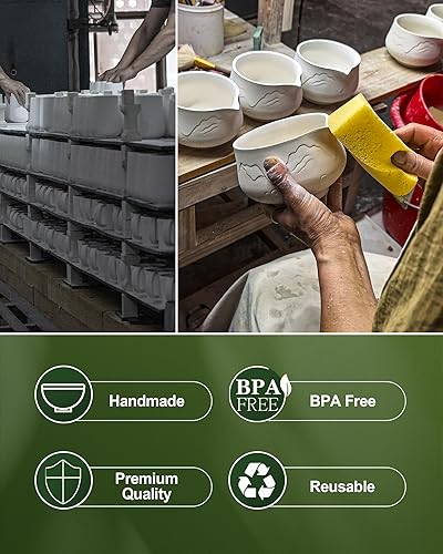 Miniatura 7 de ZENS Juego de batidor de matcha, juego de matcha de 15 onzas con cuenco y batidor de bambú, tamiz, cuchara, (soporte Chasen) - Toalla de té, kit de