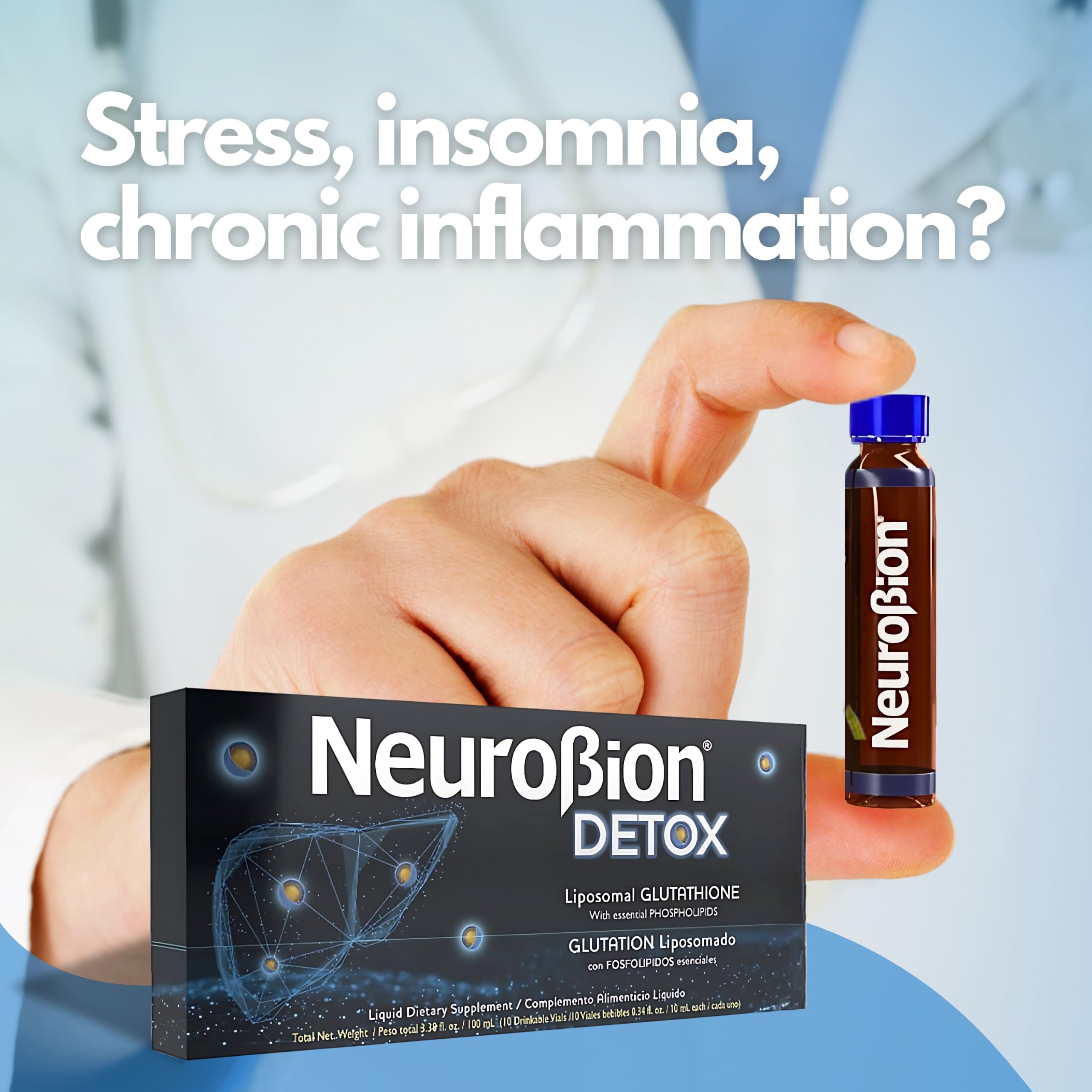 Neurobion Detox Liposomal Glutathione Liquid Essential Phospholipids Glutation Liposomado Liquido Glutathione Liposomal Supplement Antioxidants Immune System 10 Vials : Health & Household