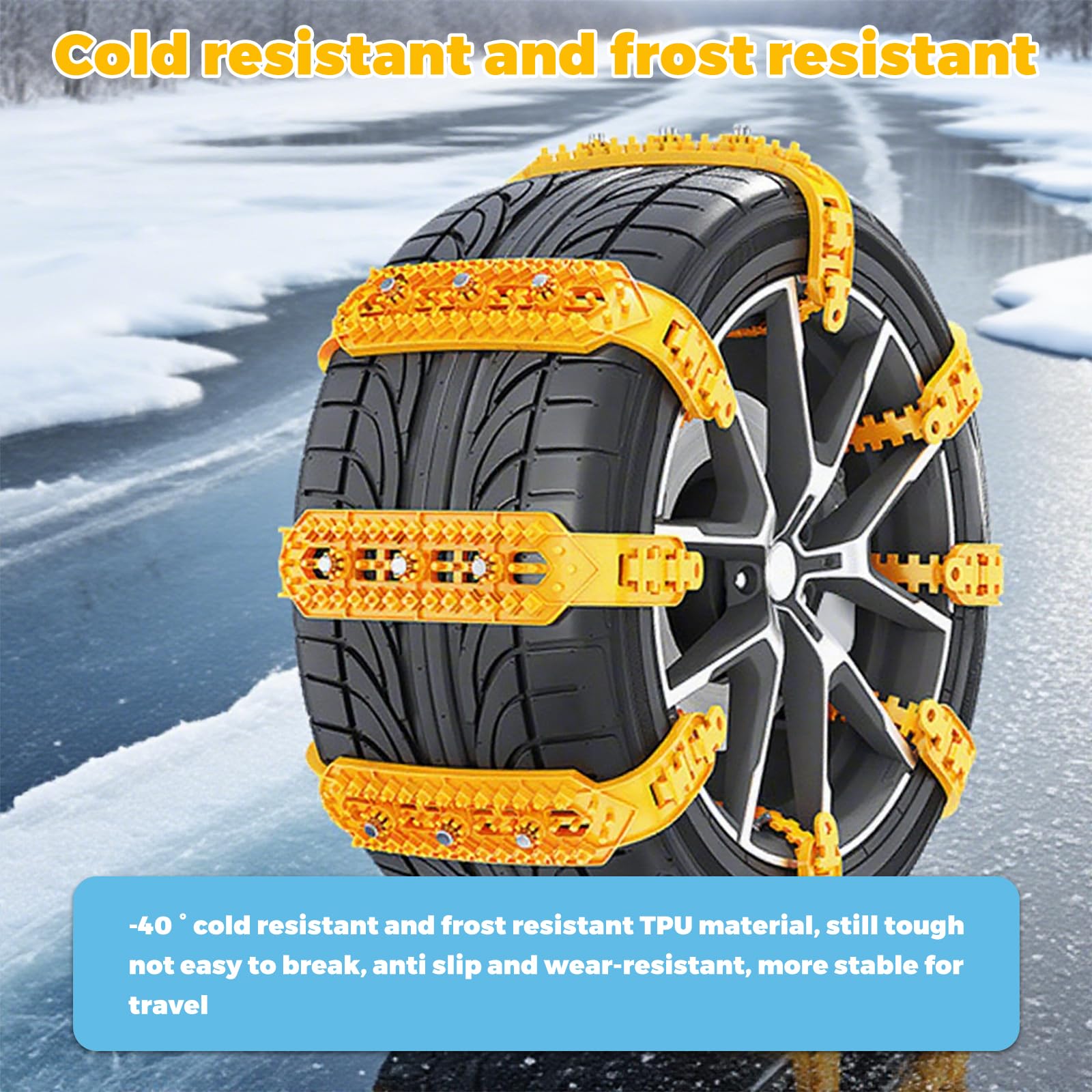 16 Pcs Cadenas Nieve, neumáticos invierno cadenas de seguridad, Juego Universal para Neumáticos Coche anti nieve, fácil instalación, vehículos de Emergencia (Ancho Neumático 165-265mm)