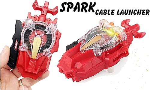 Miniatura 2 de Juego de juguetes de hoja de batalla, juguetes de lanzador chispeante agarre Bey Battling Top Burst B-155 Booster Master Diábolos. Gn lanzador
