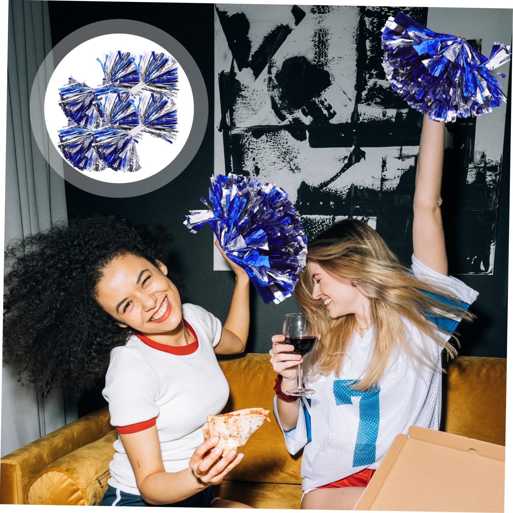 Abaodam 4pcs Metallic Cheerleading Pom Poms Reusable Cheer Props for Dance Sports Events Festivals Mid and Handheld Cheerleading Accessories