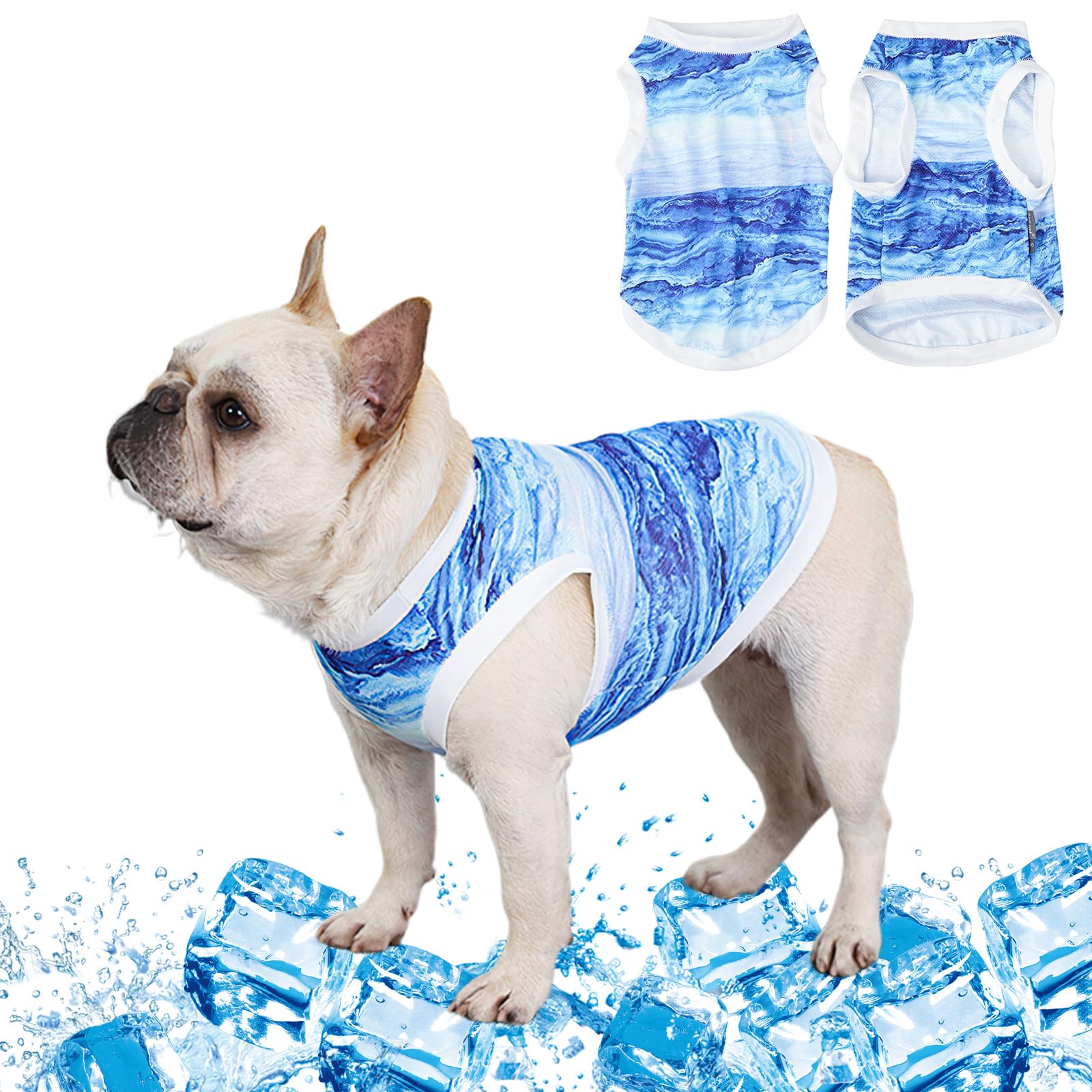 Gilet Rinfrescante per Cani, Giacca di Raffreddamento per Cani, Tessuto a Raffreddamento Istantaneo e Microfibra, Blu, XL