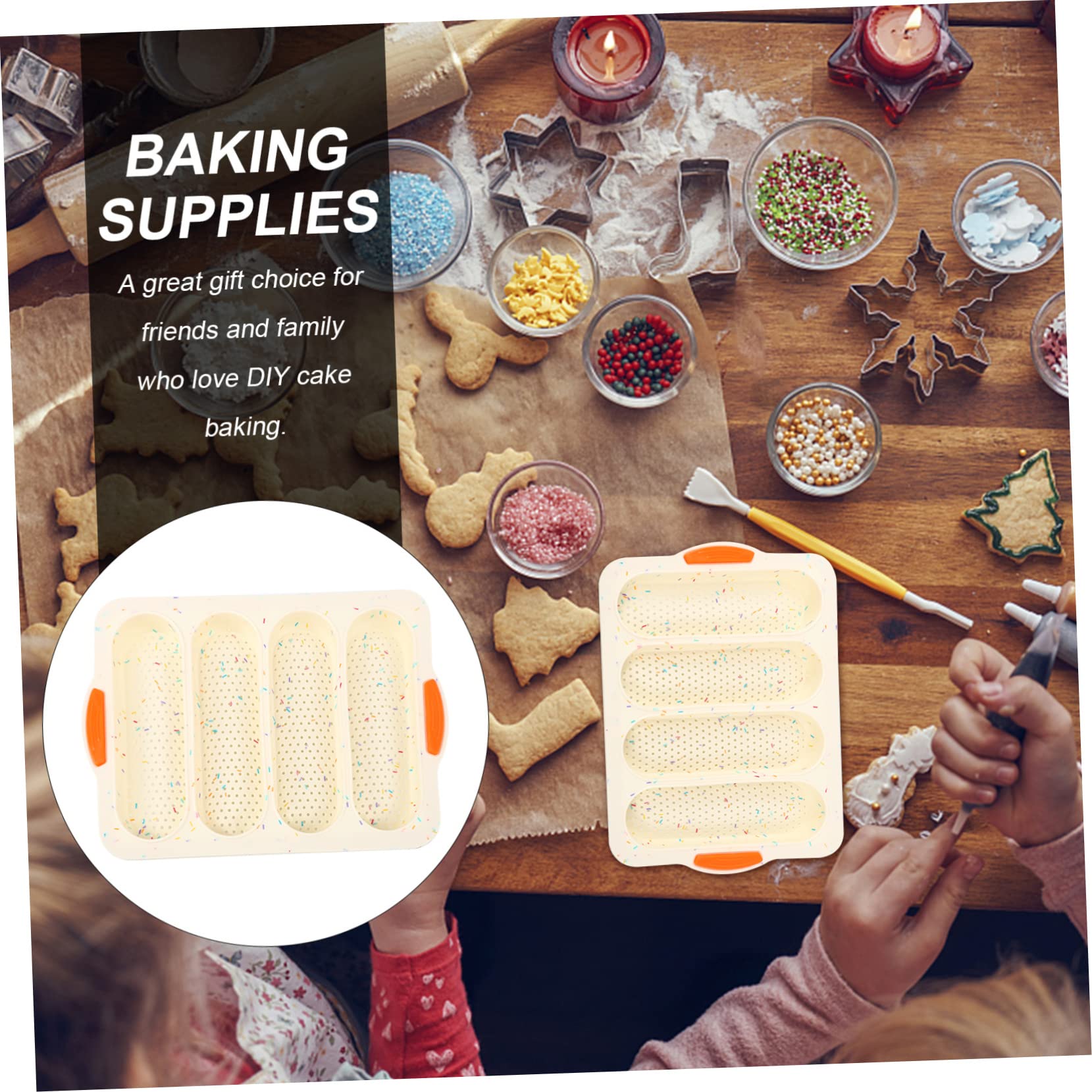 BRIGHTFUFU French Bread Baking Mold 4 Mini Loaf Pans Professional Kitchen Utensil Fast Heating Non-slip