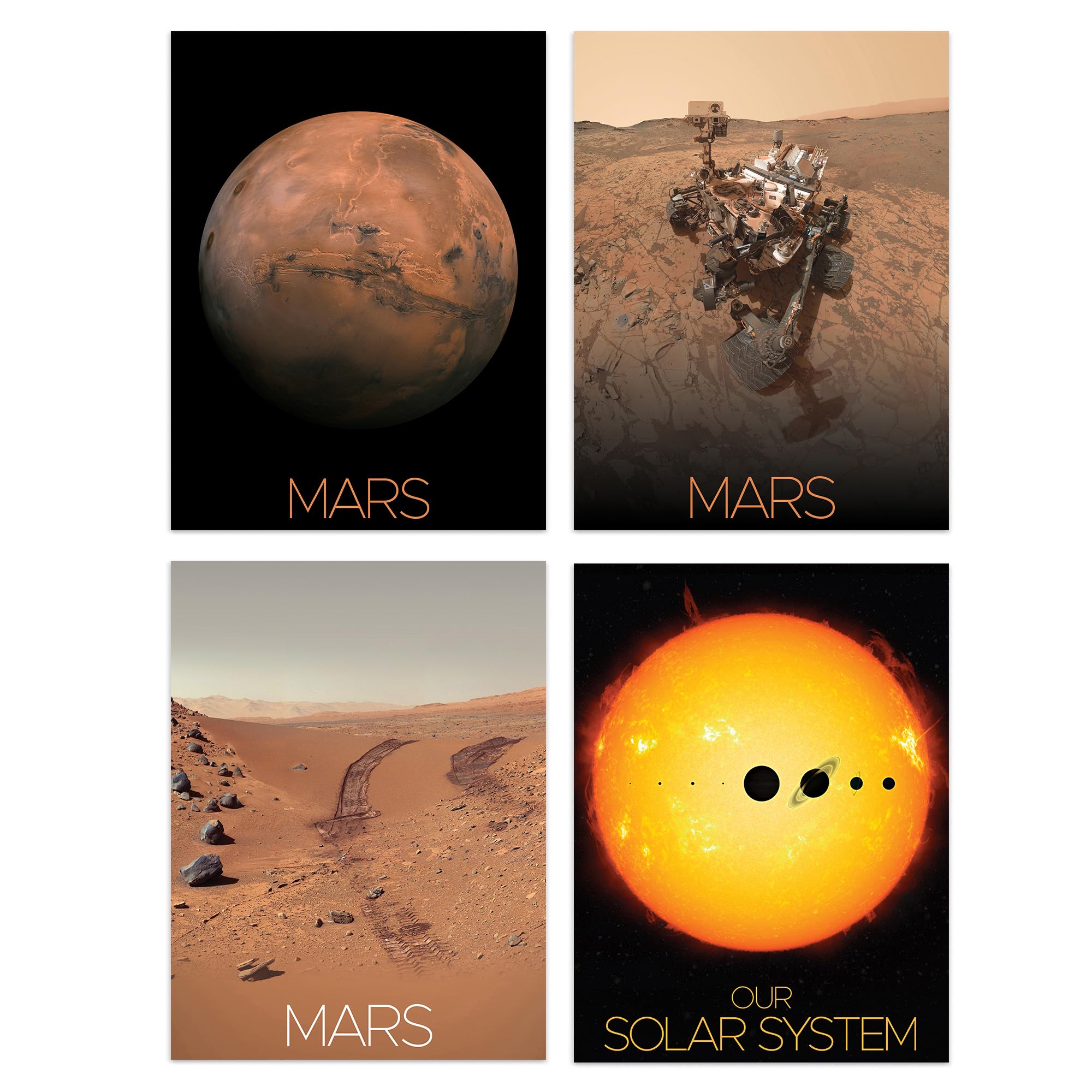 B&Q -  Wall Art Print Set Of 4 Nasa Our Solar System The Sun And Mars Images Curiosity Rover Red Planet Surface Exploration