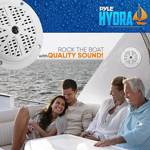 Miniatura 8 de Pyle Altavoces marinos duales de 4 pulgadas, sistema de sonido estéreo de audio para exteriores impermeable y resistente a la intemperie, con cono