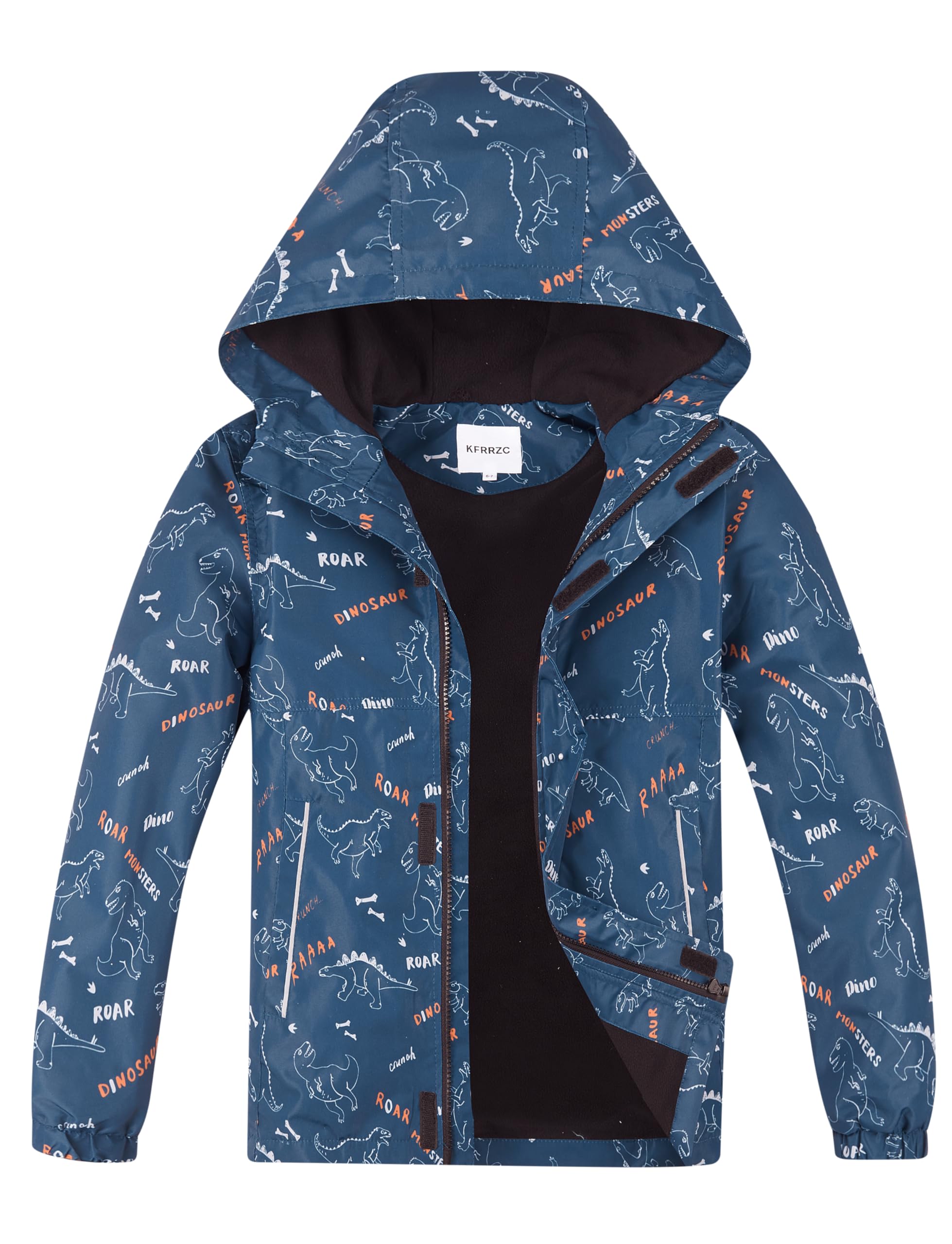 Boys Girls Waterproof Hooded Jackets Fleece Lined Rain Jackets