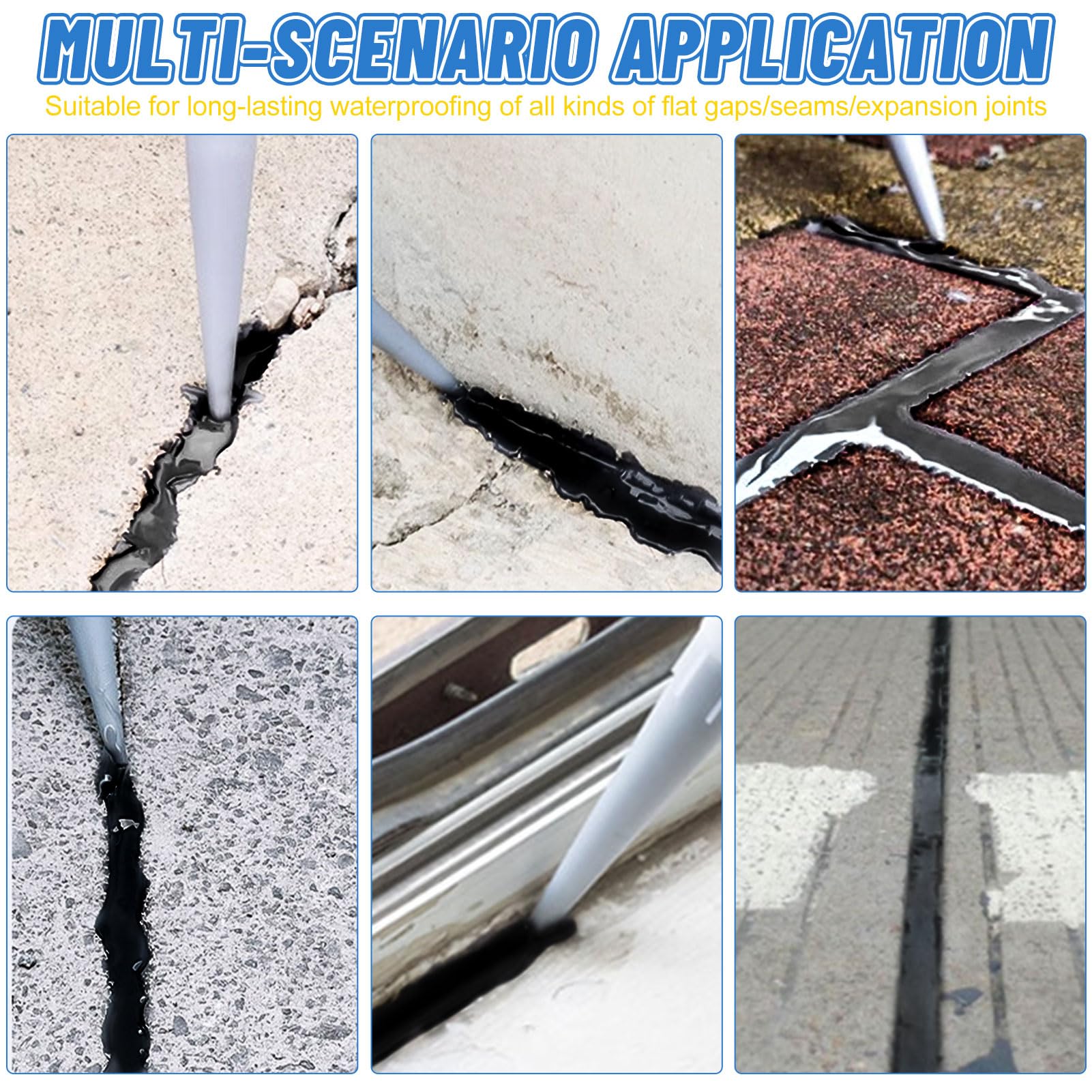 Malta di riparazione per calcestruzzo, asfalto fessurazione, malta per fughe interne, fessure per calcestruzzo, riparazione bitume, impermeabilità, antigelo per fughe in muratura (nero*2)