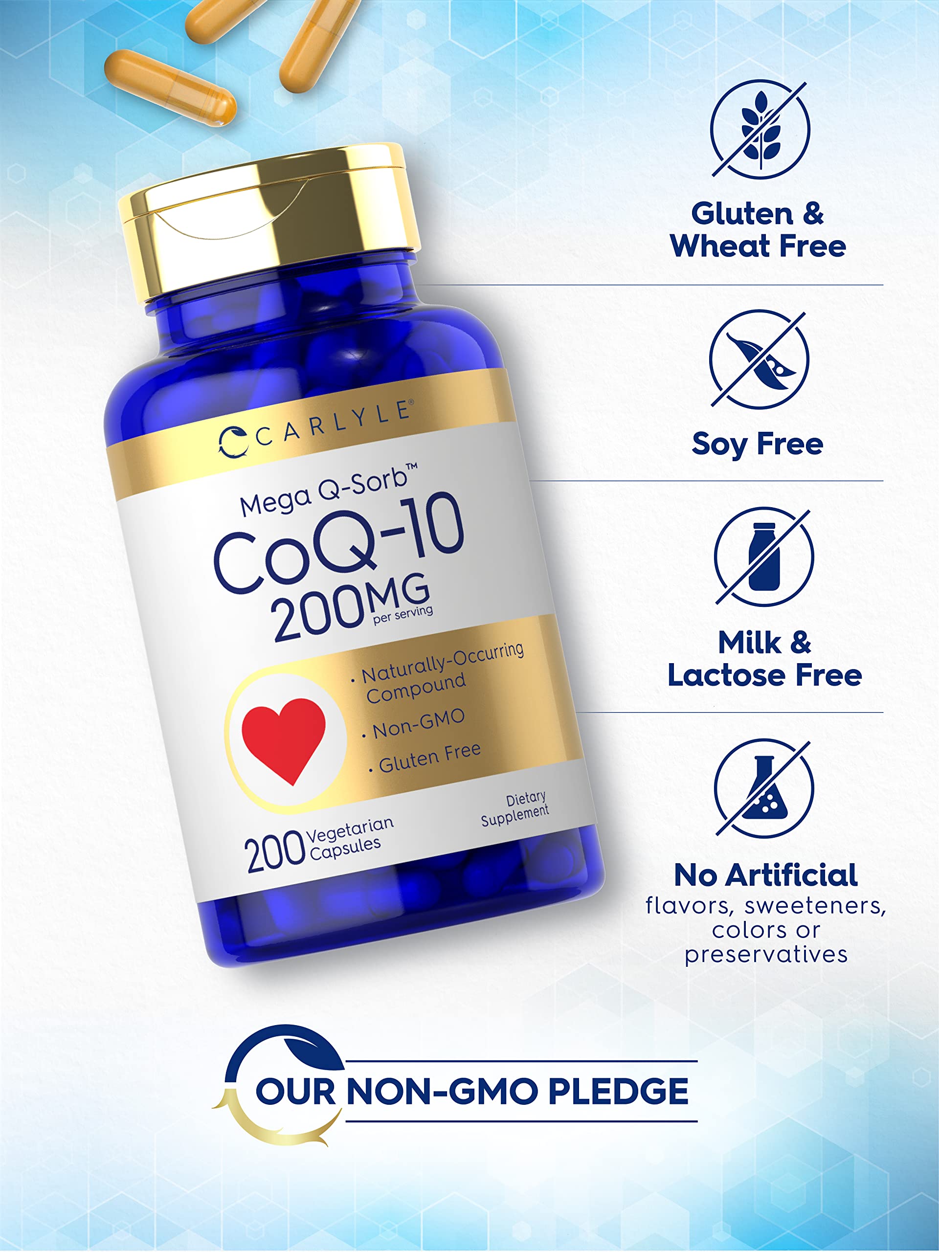 Carlyle CoQ10 200mg | 200 Capsules | Mega Q-Sorb Coenzyme Q-10 — Amazon image 4