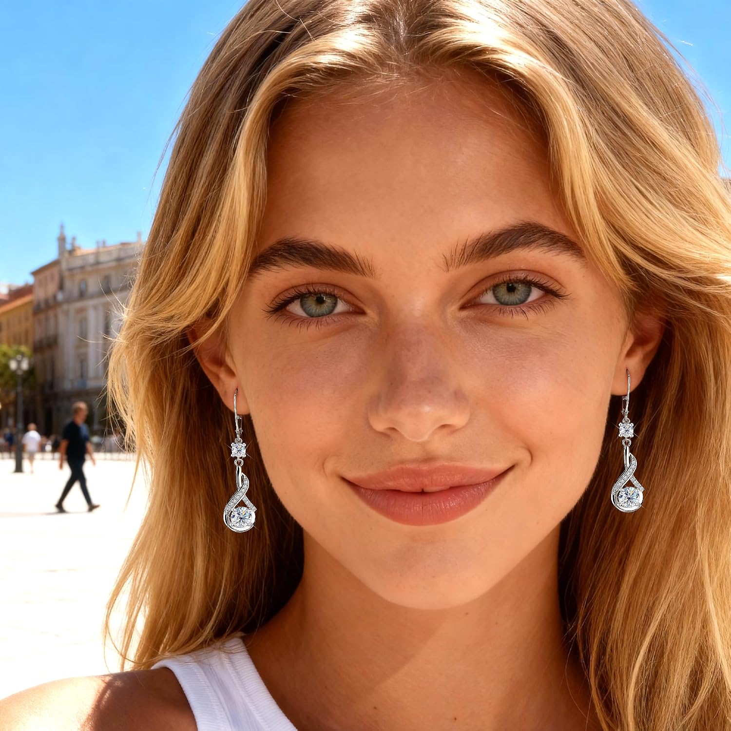 Moissanite Dangle Earrings for Women Sterling Silver Moissanite Dangle Earrings 2.6ct D Color Cut Lab Created Leverback Sterling Silver Drop Earring for Women Jewelry Gifts