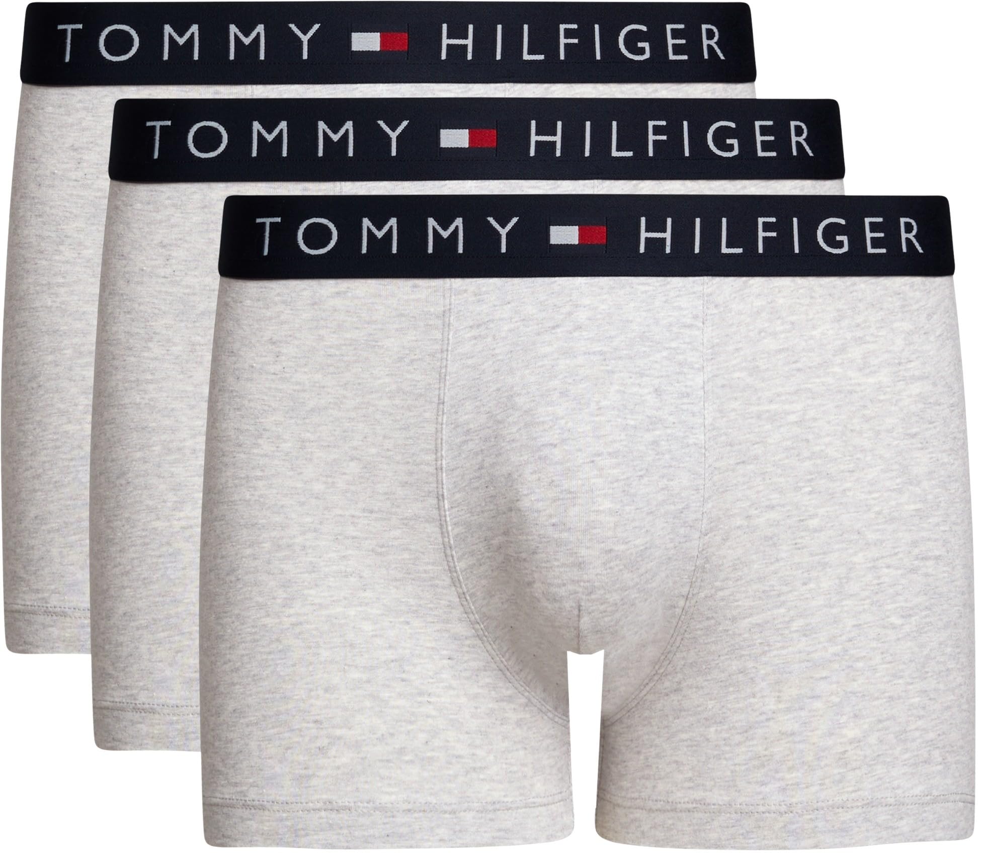 Tommy Hilfiger Men’s 3 Pack Cotton Trunks with Stretch, Grey (Grey Htr/Grey Htr/Grey Htr), M