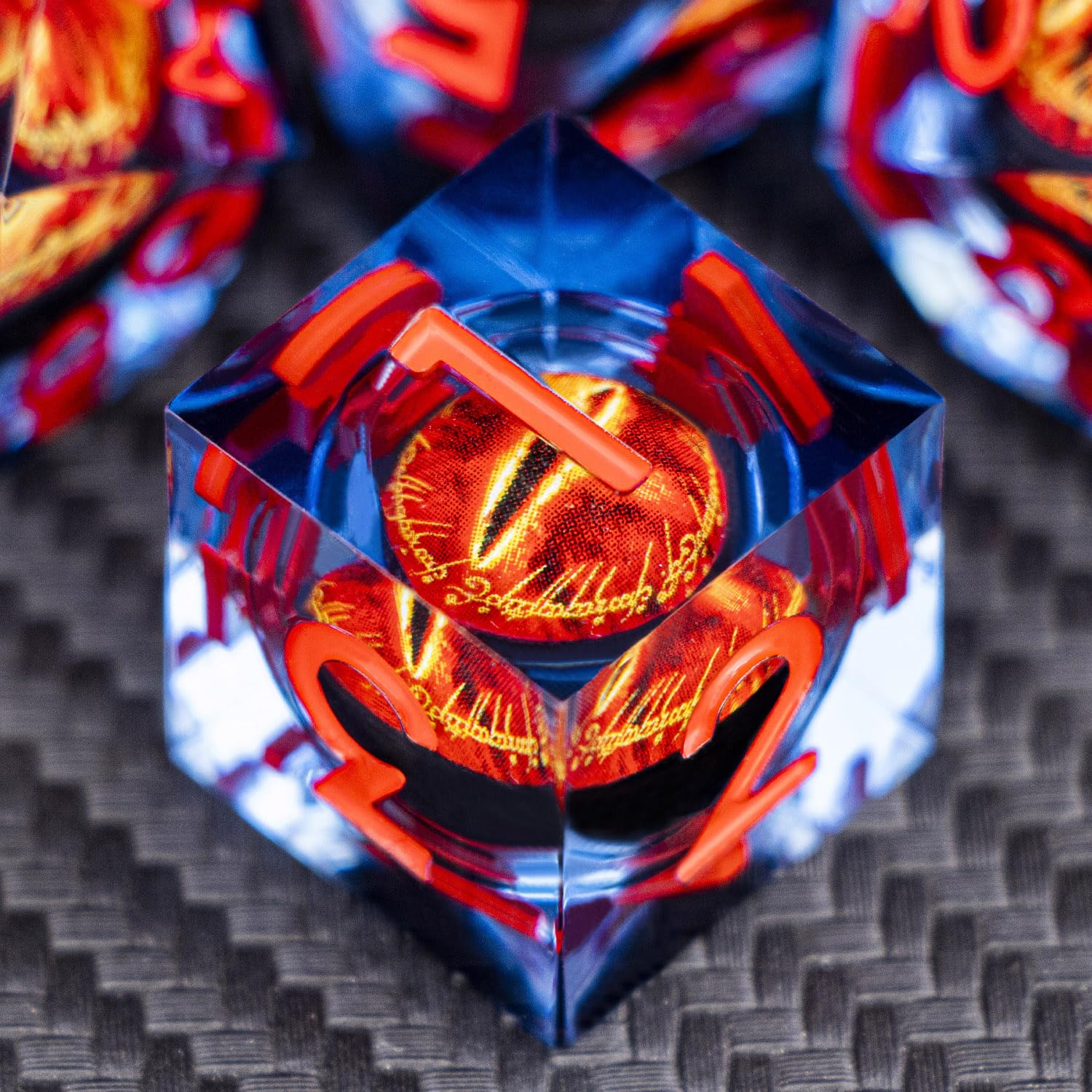 ARUOHHA Gazes Eye Dice DND Resin Dice Liquid Core Flaming RPG Sharp Edged Dice Set including Gift Box - Image 3