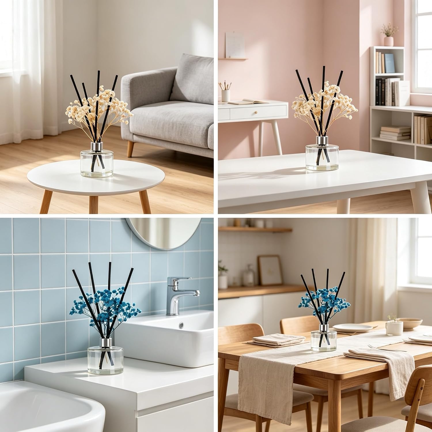 Floral Black Fiber Reed Diffuser Sticks 62pcs - Essential Oil Refills
