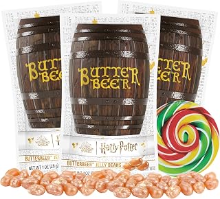 Butter Beer Chewy, Butterscotch Flavored Classic Movie Inspired Candy, Small Packages for Gift Giving, Pack of 3