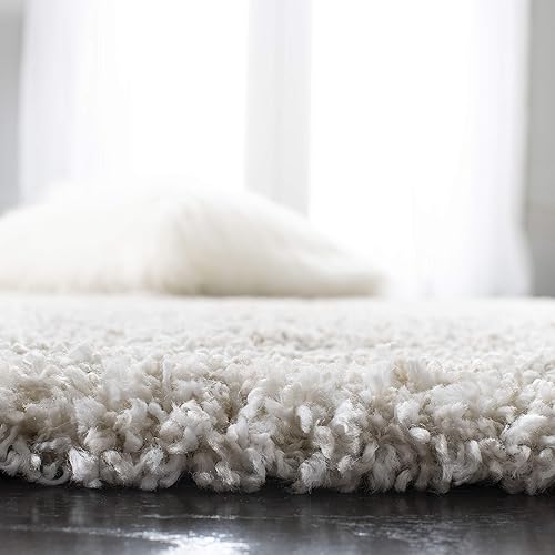 Miniatura 4 de SAFAVIEH Royal Shag Collection - Alfombra de área de 8 x 10 pies, color crema, 2 pulgadas de grosor, ideal para zonas de alto tráfico en sala de