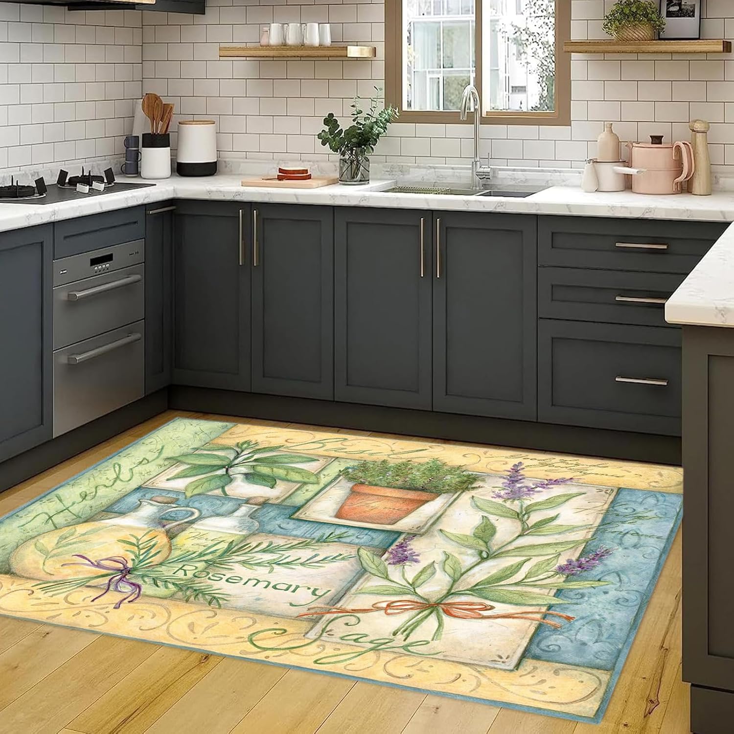 Kitchen Mat Cushioned Kitchen Mats for Floor, Anti-Fatigue Mat Waterproof Kitchen Rug Non-Skid Comfort Standing Mat for Kitchen Office Sink Laundry 24"x48"