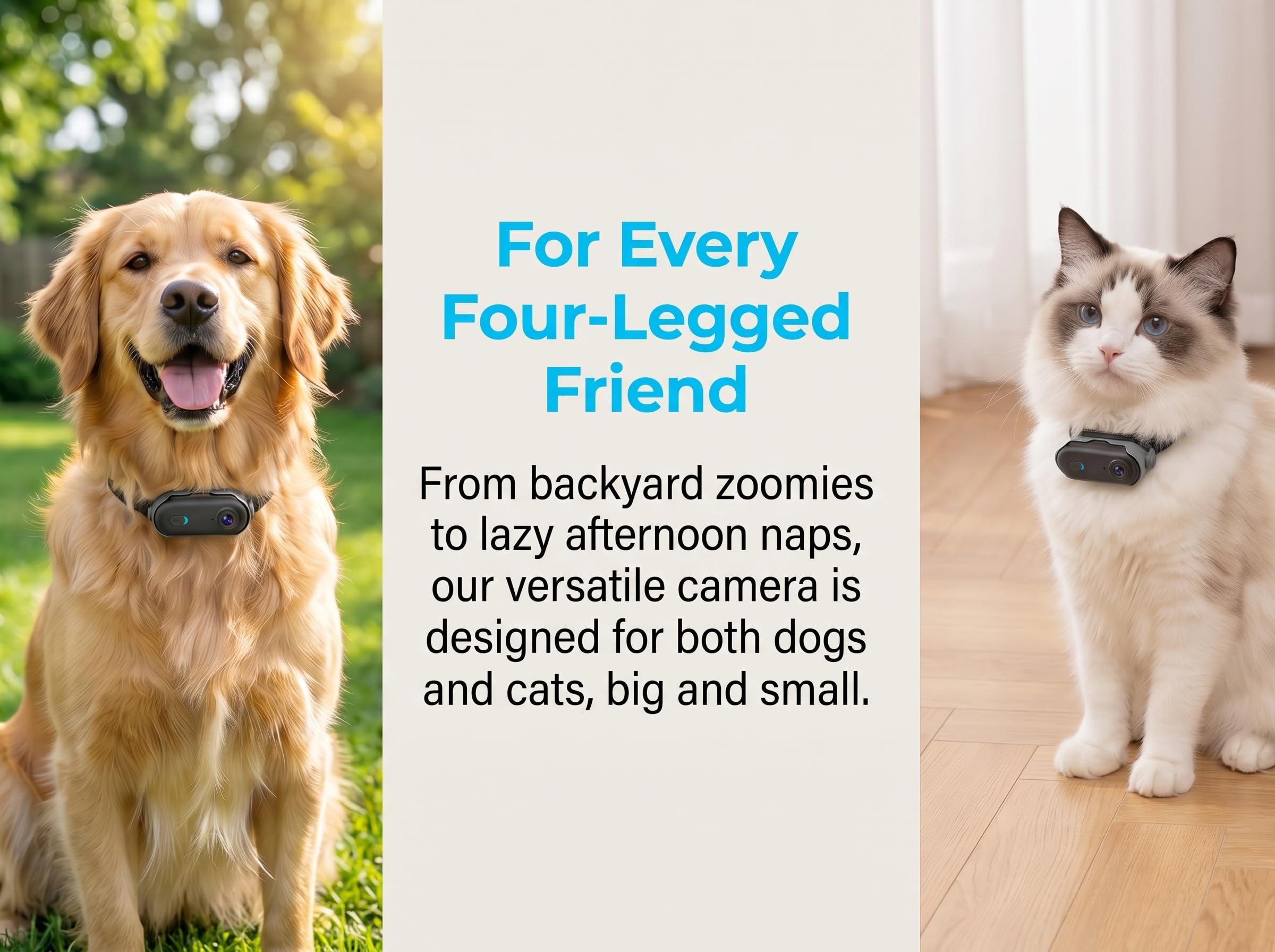 JETO Cat Collar Camera, 1080P Pet POV Cam with App, 32GB, Gray