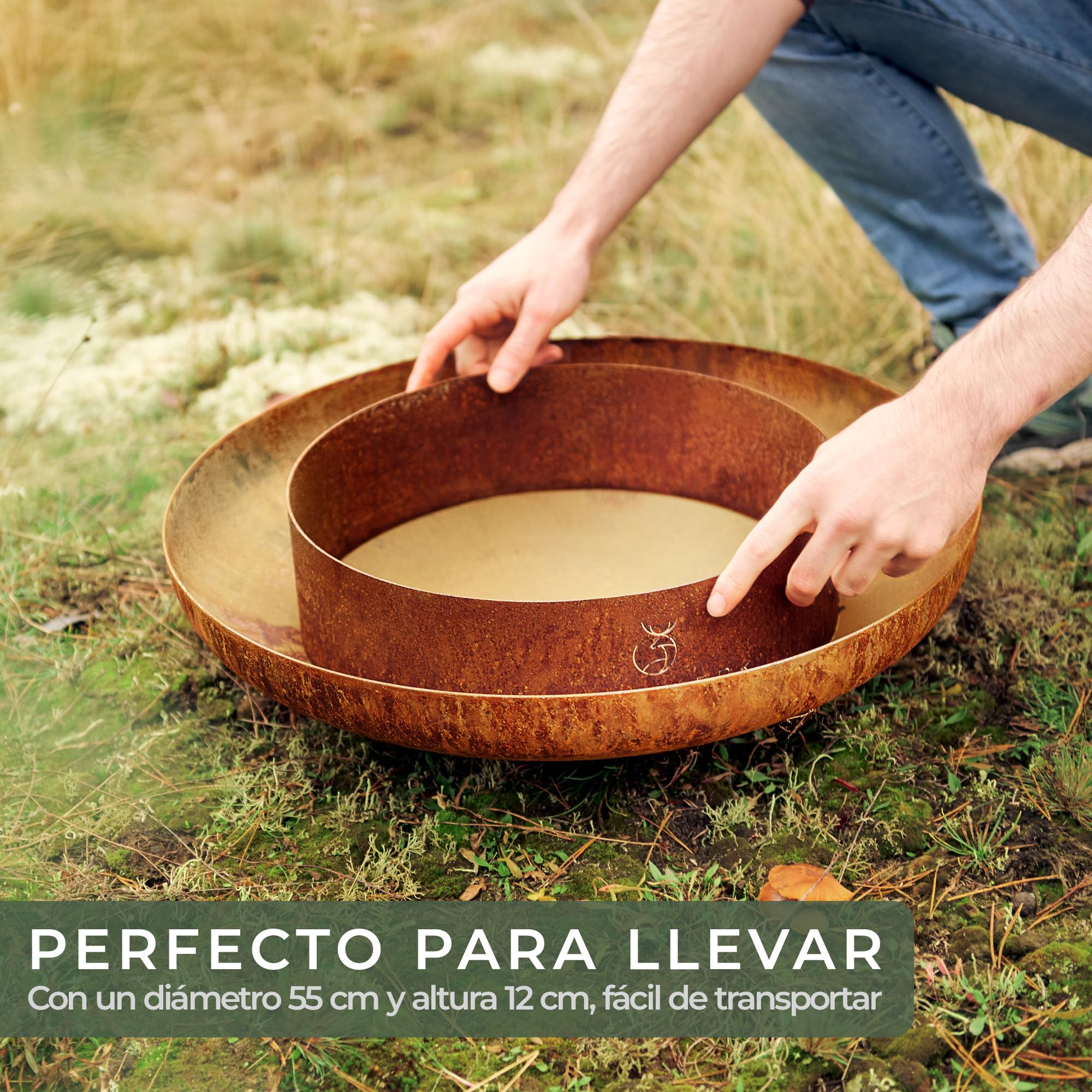 WALDWERK Basero Design – Brasero Exterior Jardin – Hogar de Fuego de Acero de 2 mm de Grosor – Brasero de 55cm con Aspecto Moderno de pátina de óxido