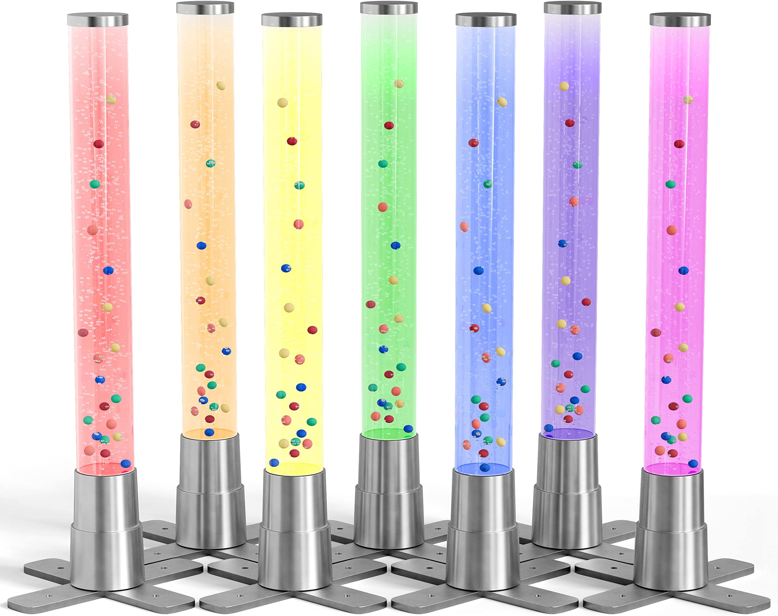 Playlearn 24" Bubble Tube Lamp with Acrylic Color Beads - 7 Color Changing - USB - Easy Setup - Sensory Bubble Lamp - Sensory Light for Autism
