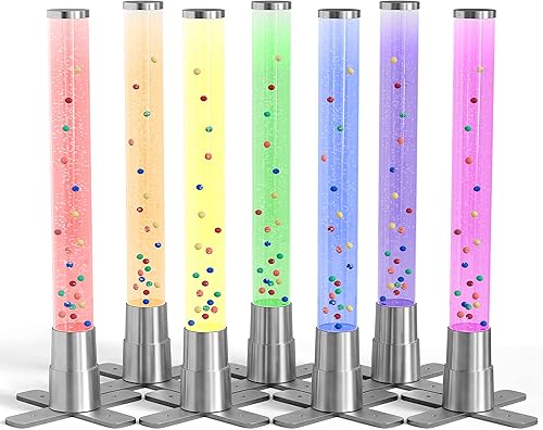 Miniatura 1 de Playlearn - Lámpara de tubo de burbujas de 24 pulgadas con cuentas acrílicas de colores, 7 colores cambiantes, USB, fácil instalación, lámpara de