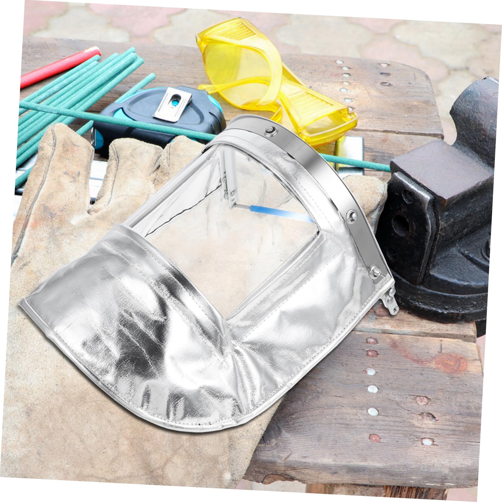 Homoyoyo Voll Gesichtsschutzmaske mit Klarem Transparentem Material Hochtemperaturbeständige aus Aluminiumfolie für Industrielle Arbeit und Schweißerzubehör